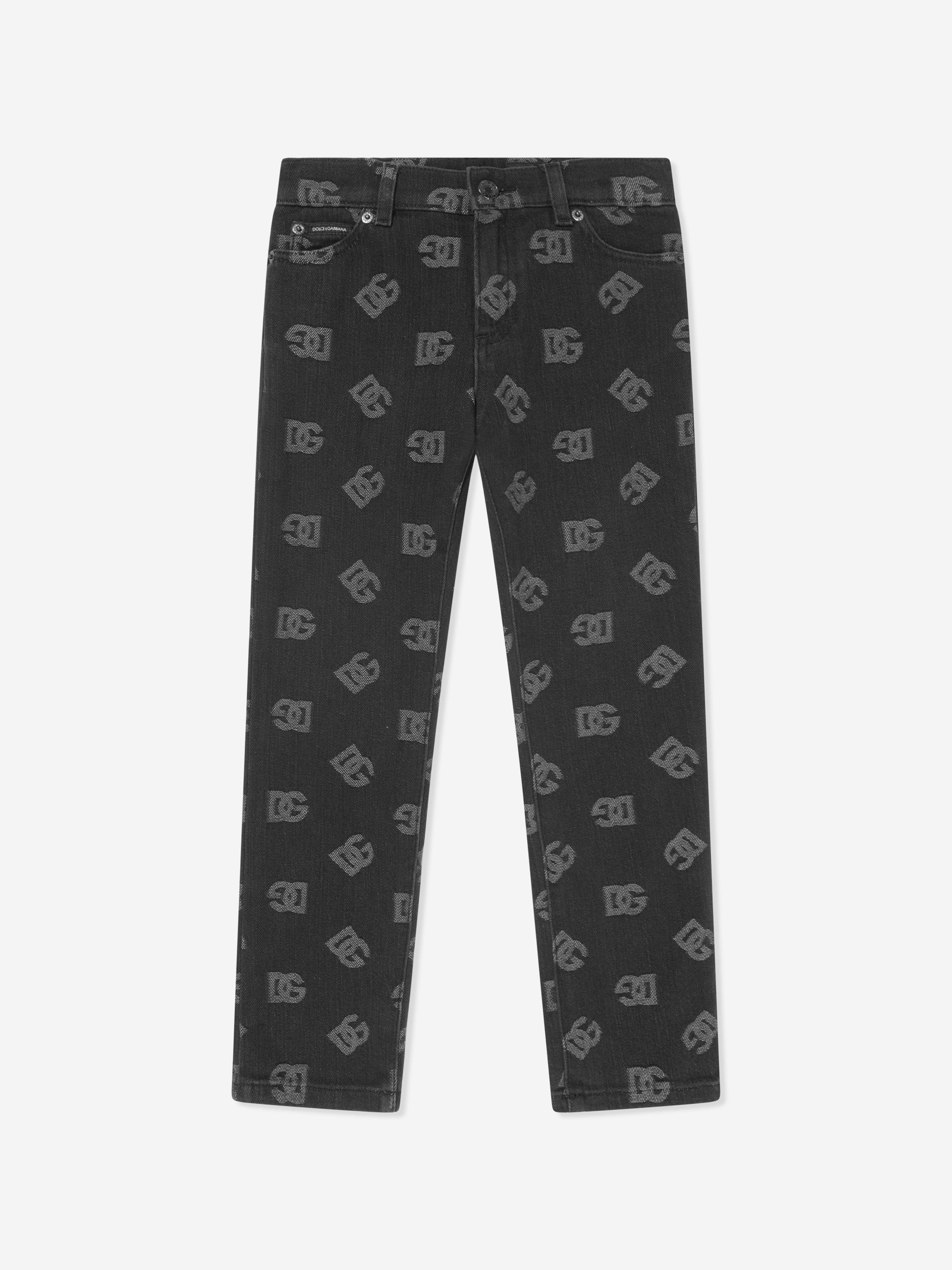 Dolce & Gabbana Boys Monogram Logo Jeans in Black