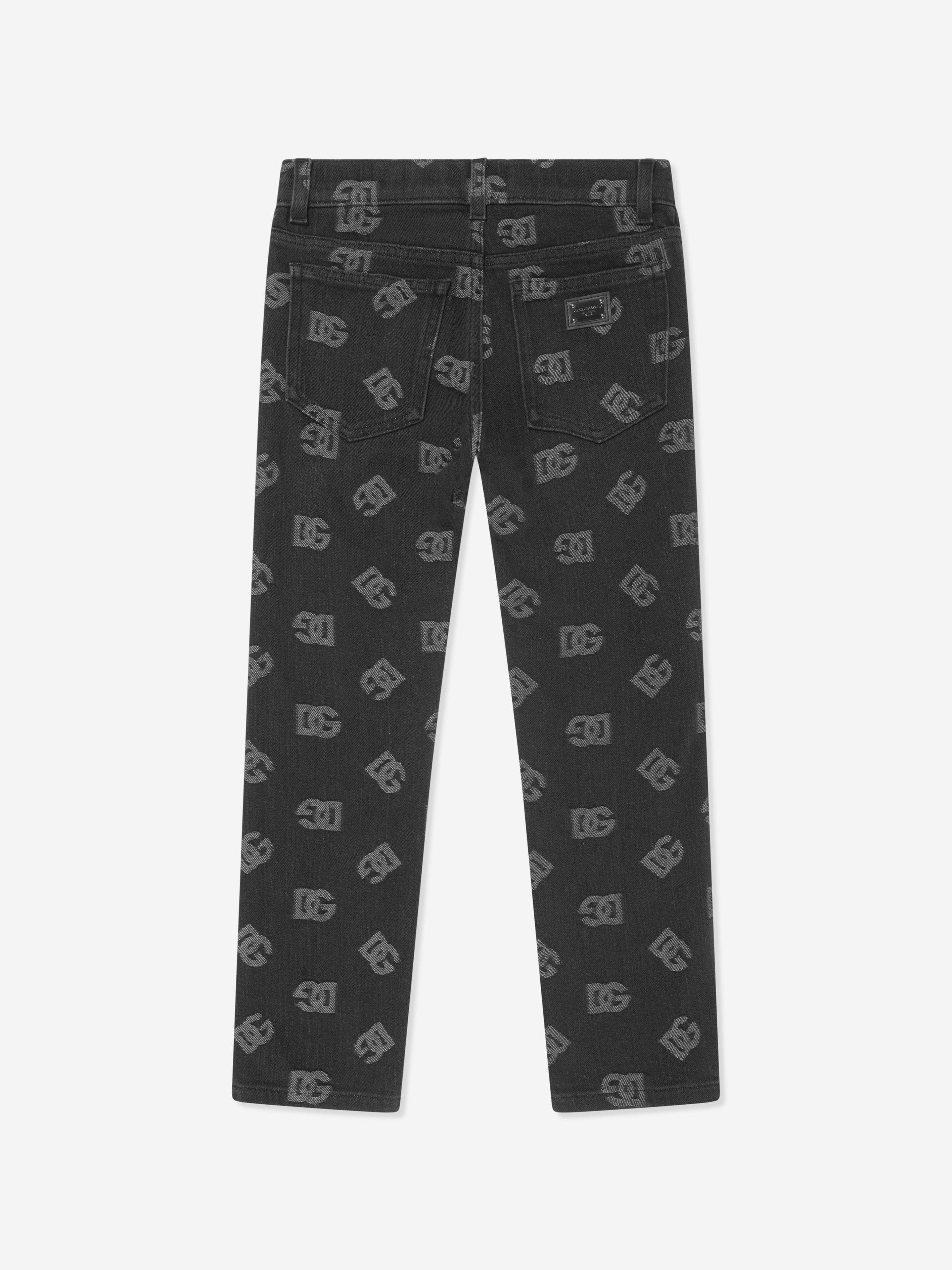 Dolce & Gabbana Boys Monogram Logo Jeans in Black