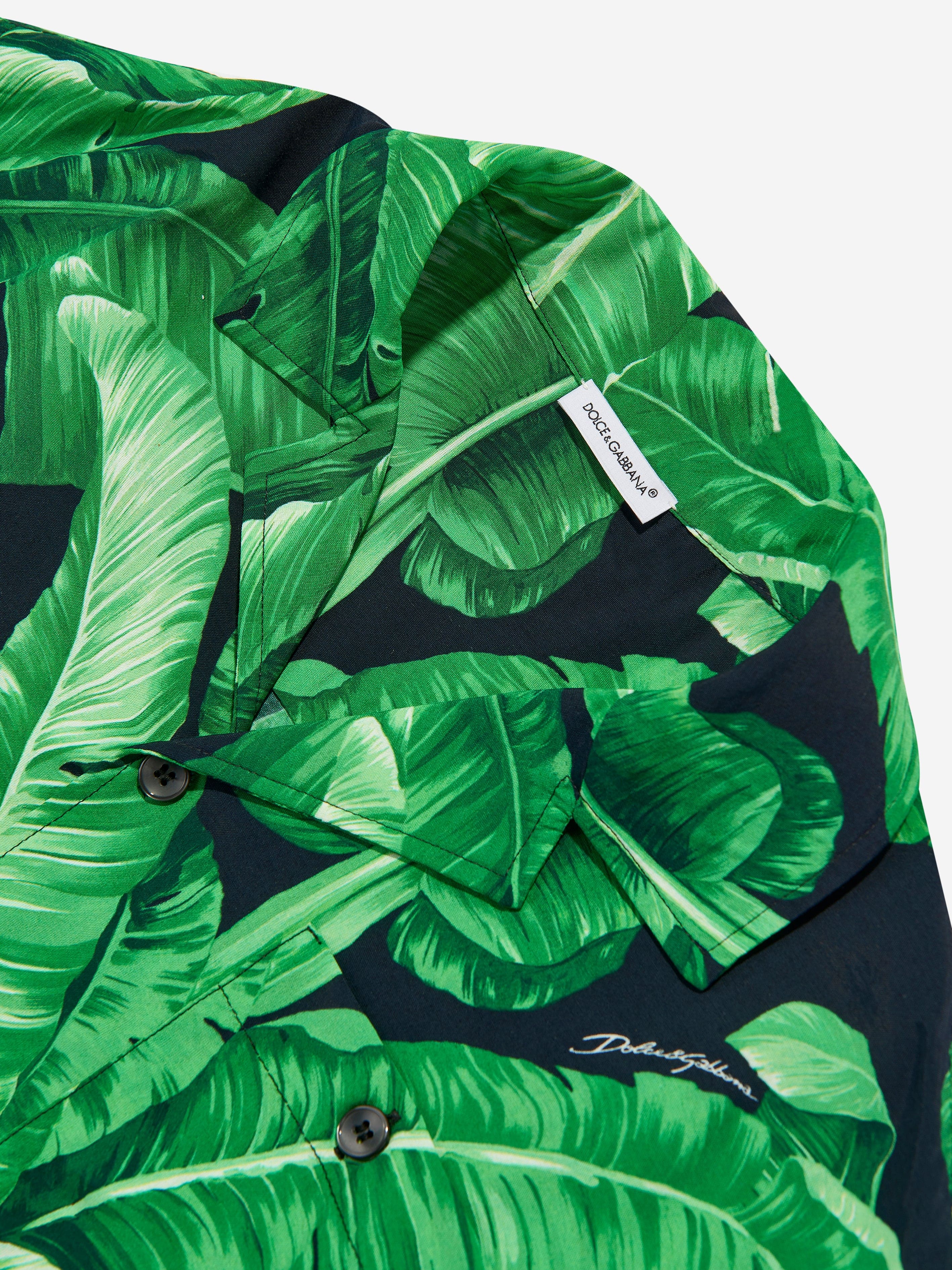 Dolce & Gabbana Boys Banana Leaf Shirt in Green