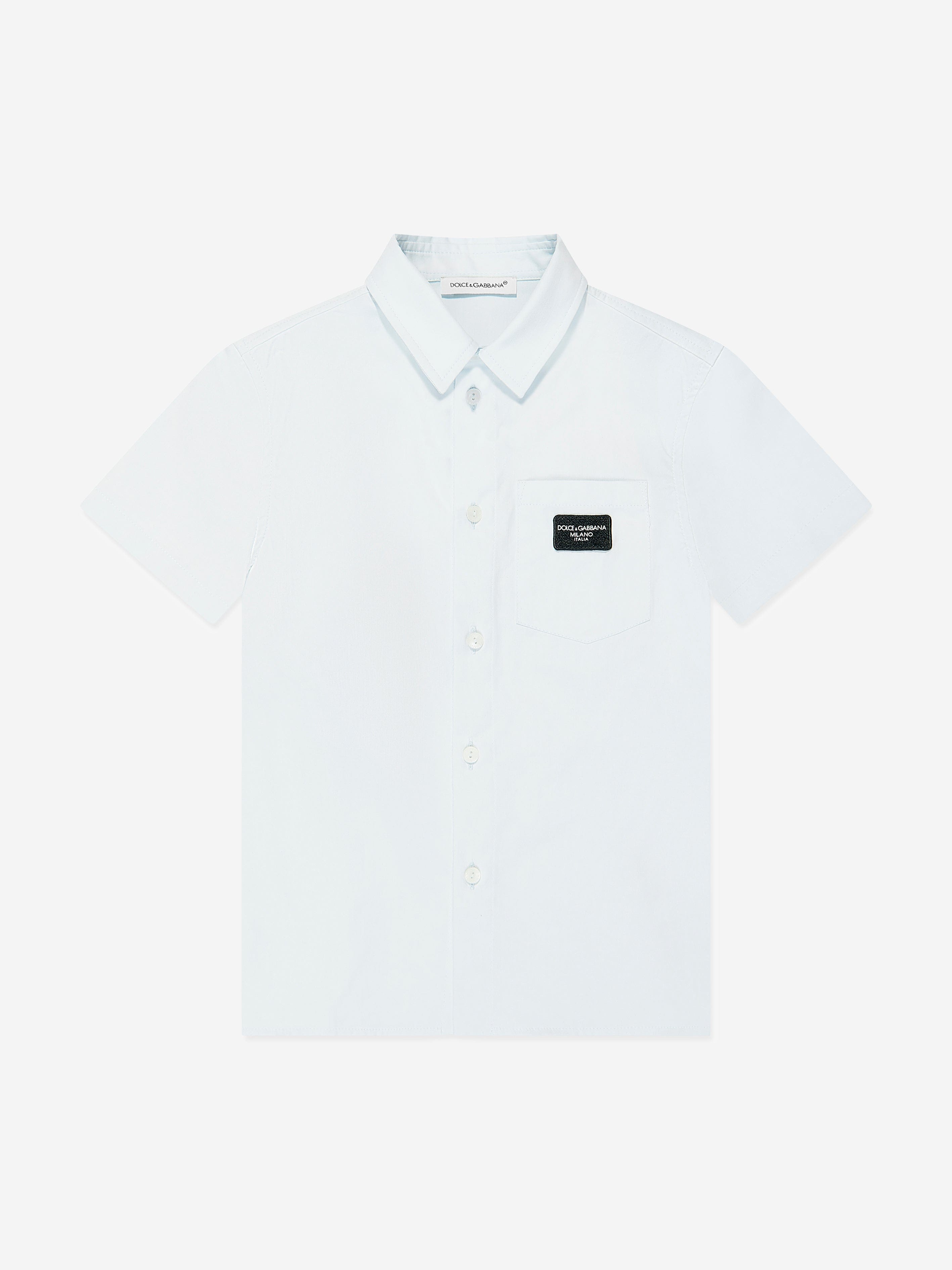 Dolce & Gabbana Boys Logo Oxford Shirt in Blue