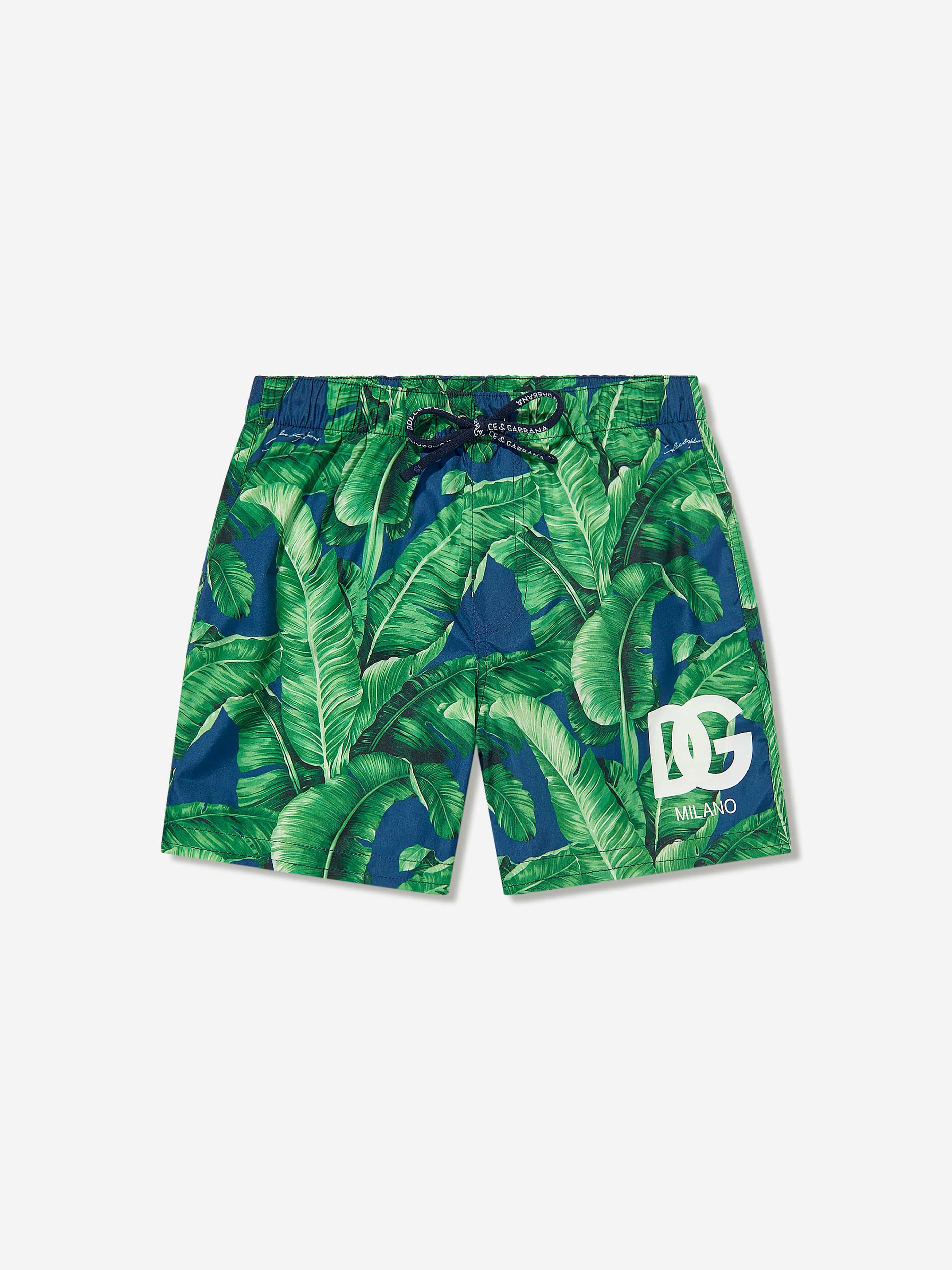 Dolce & Gabbana Boys Banana Leaf Swim Shorts in Green