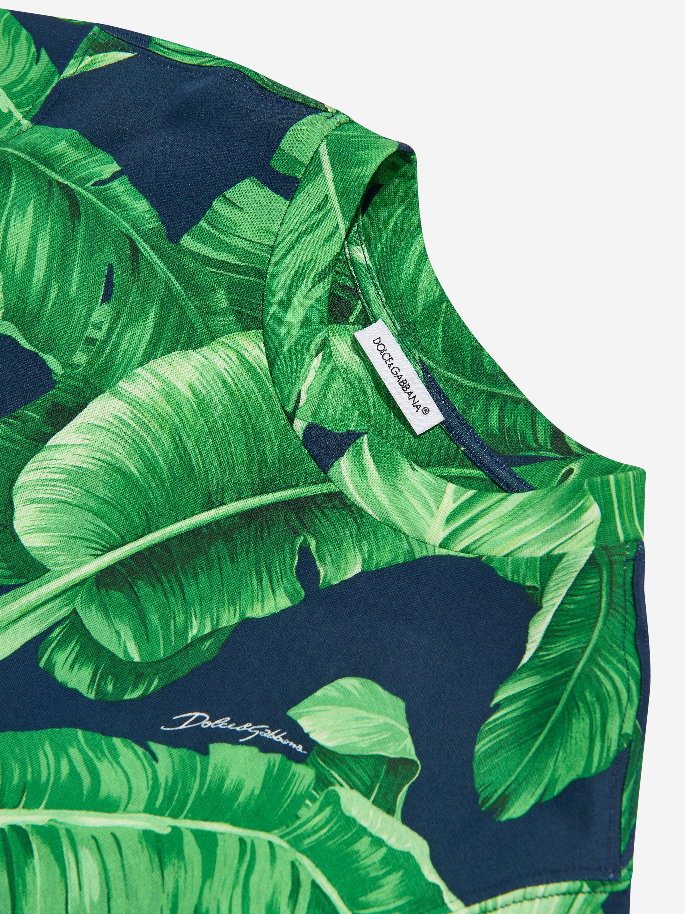 Dolce & Gabbana Boys Banana Leaf T-Shirt in Green