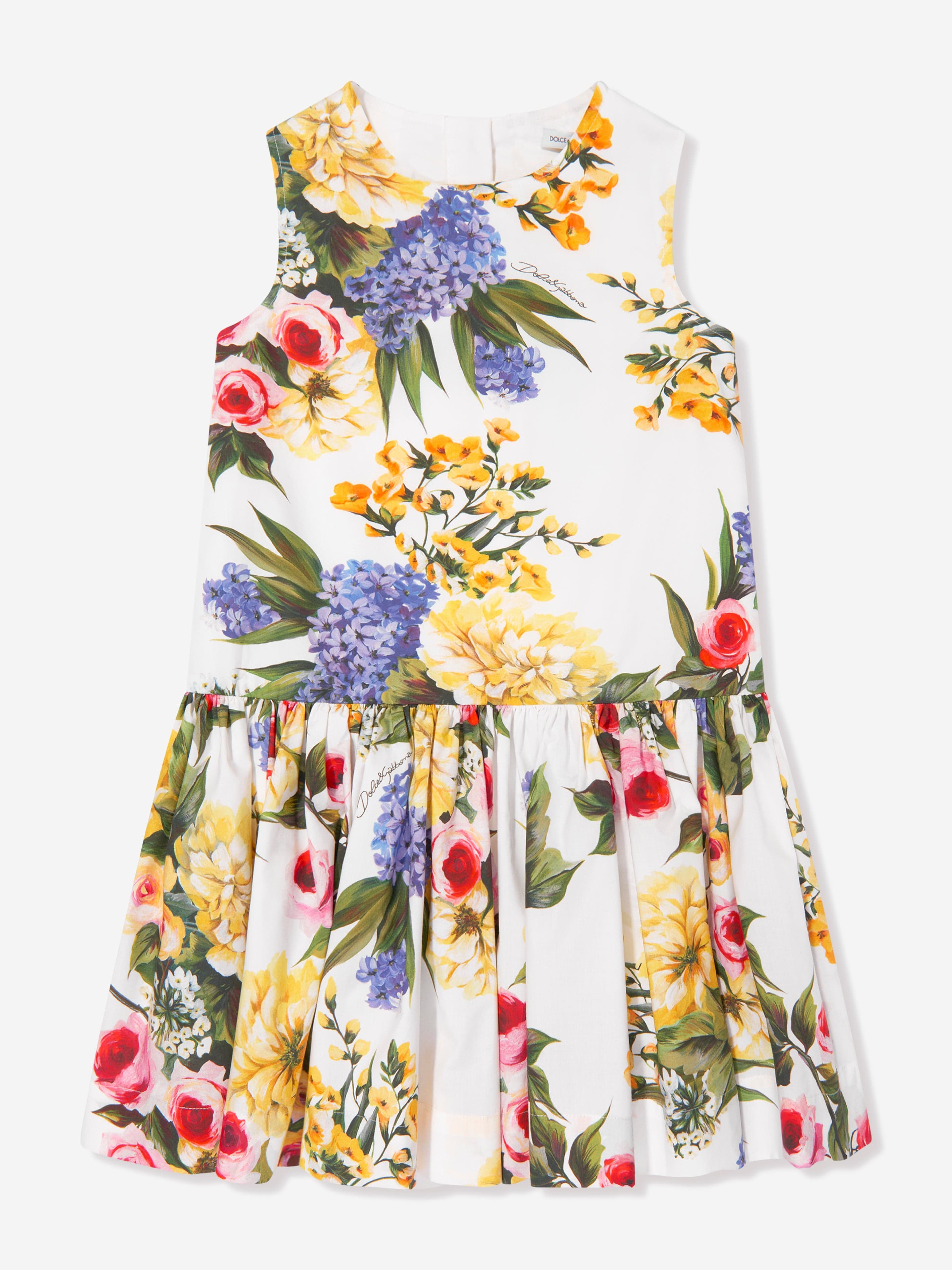 Dolce & Gabbana Girls Flower Print Sleeveless Dress in