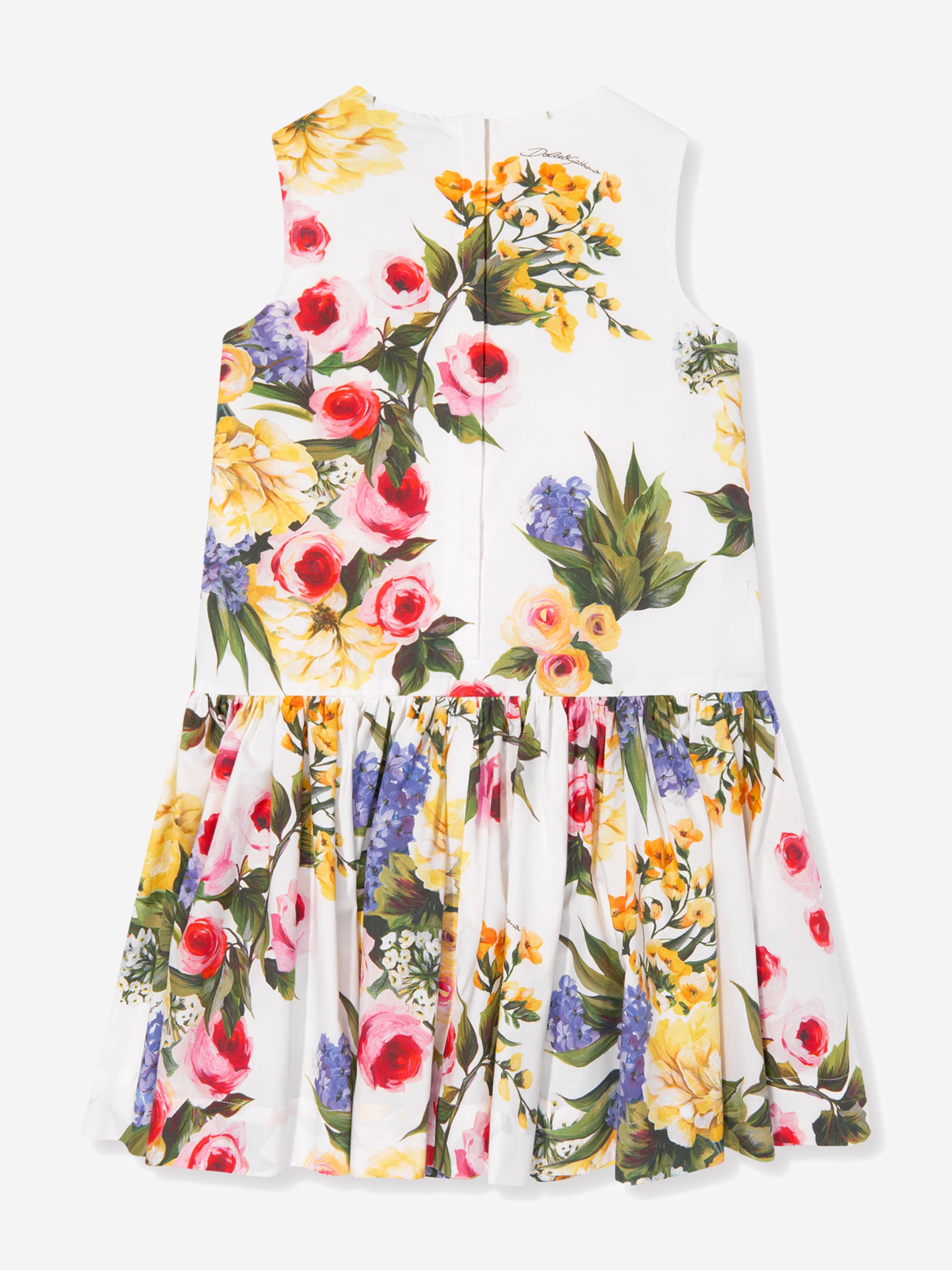 Dolce & Gabbana Girls Flower Print Sleeveless Dress in