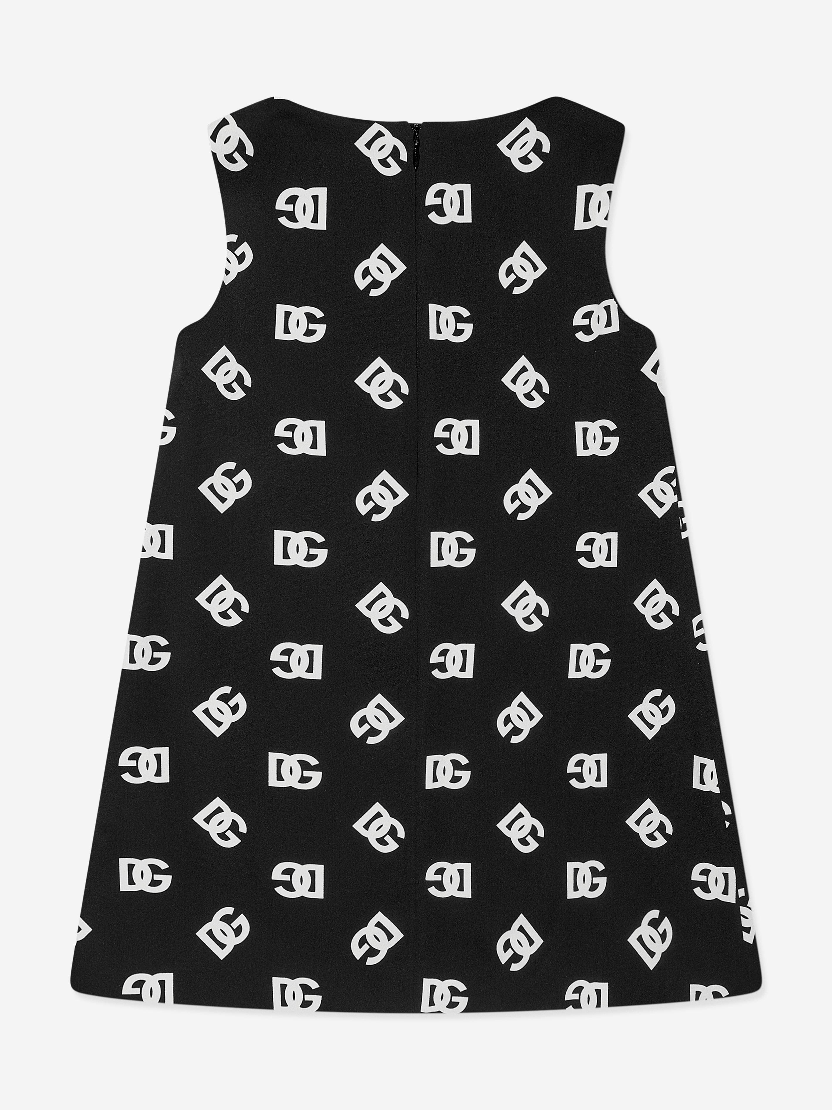 Dolce & Gabbana Girls Silk Monogram Dress in Black