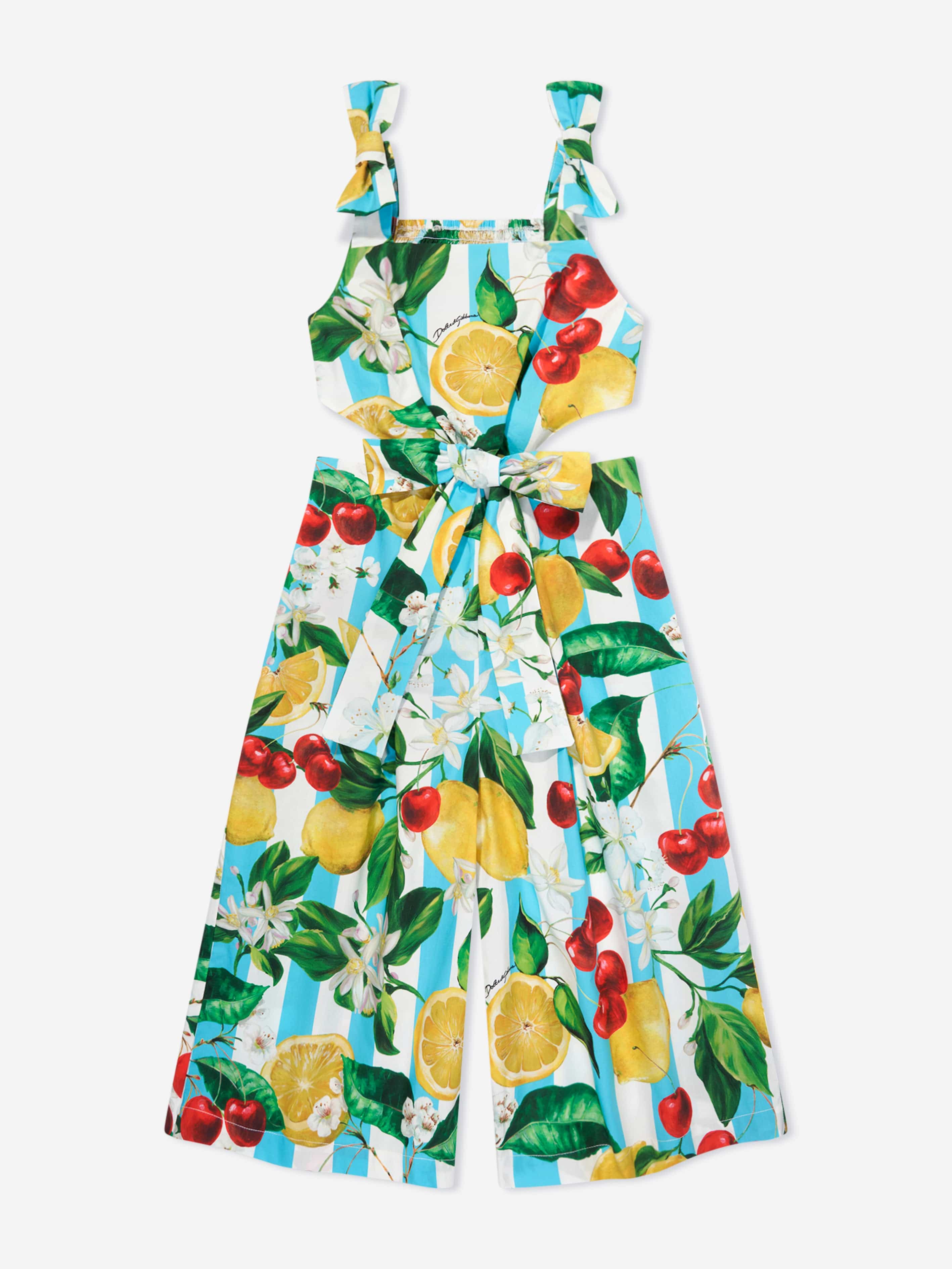 Dolce & Gabbana Girls Lemon Print Playsuit in Multicolour