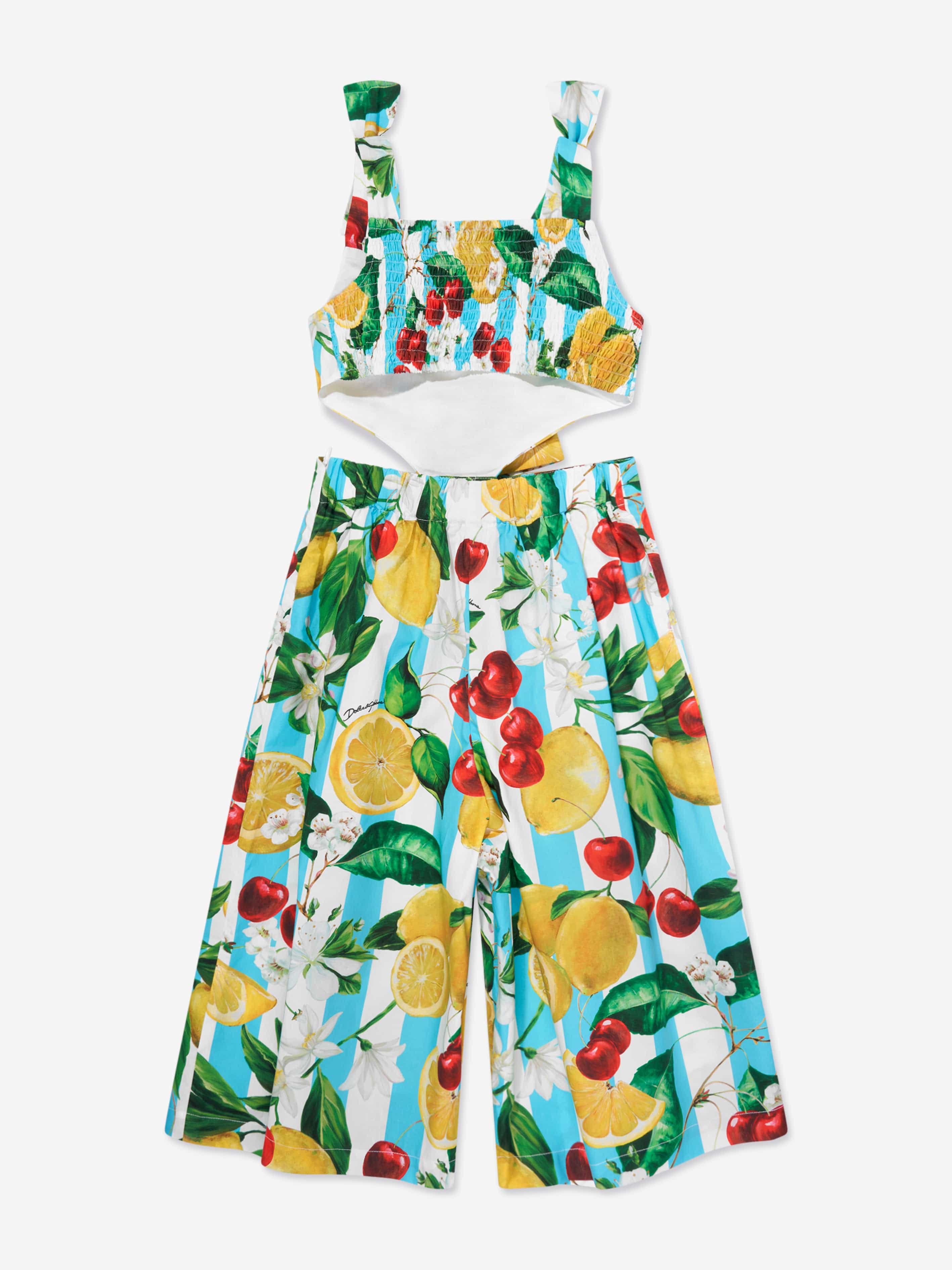 Dolce & Gabbana Girls Lemon Print Playsuit in Multicolour