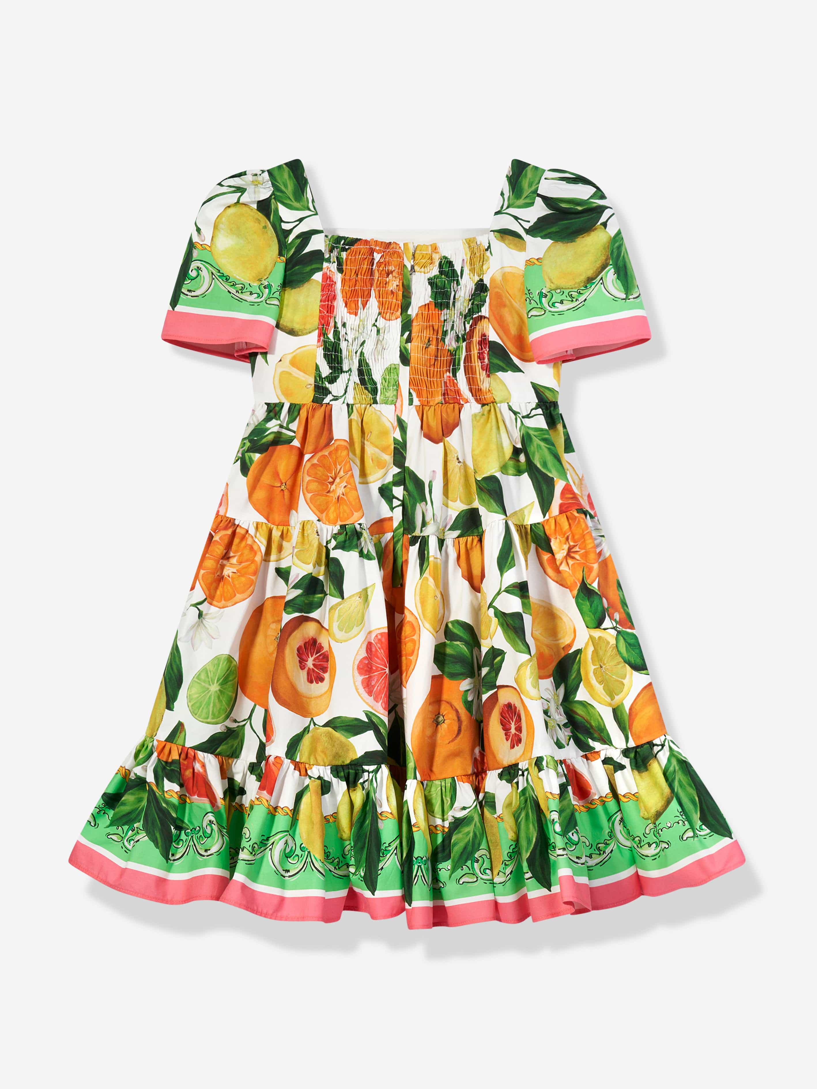 Dolce & Gabbana Girls Lemon Print Dress in Multicolour