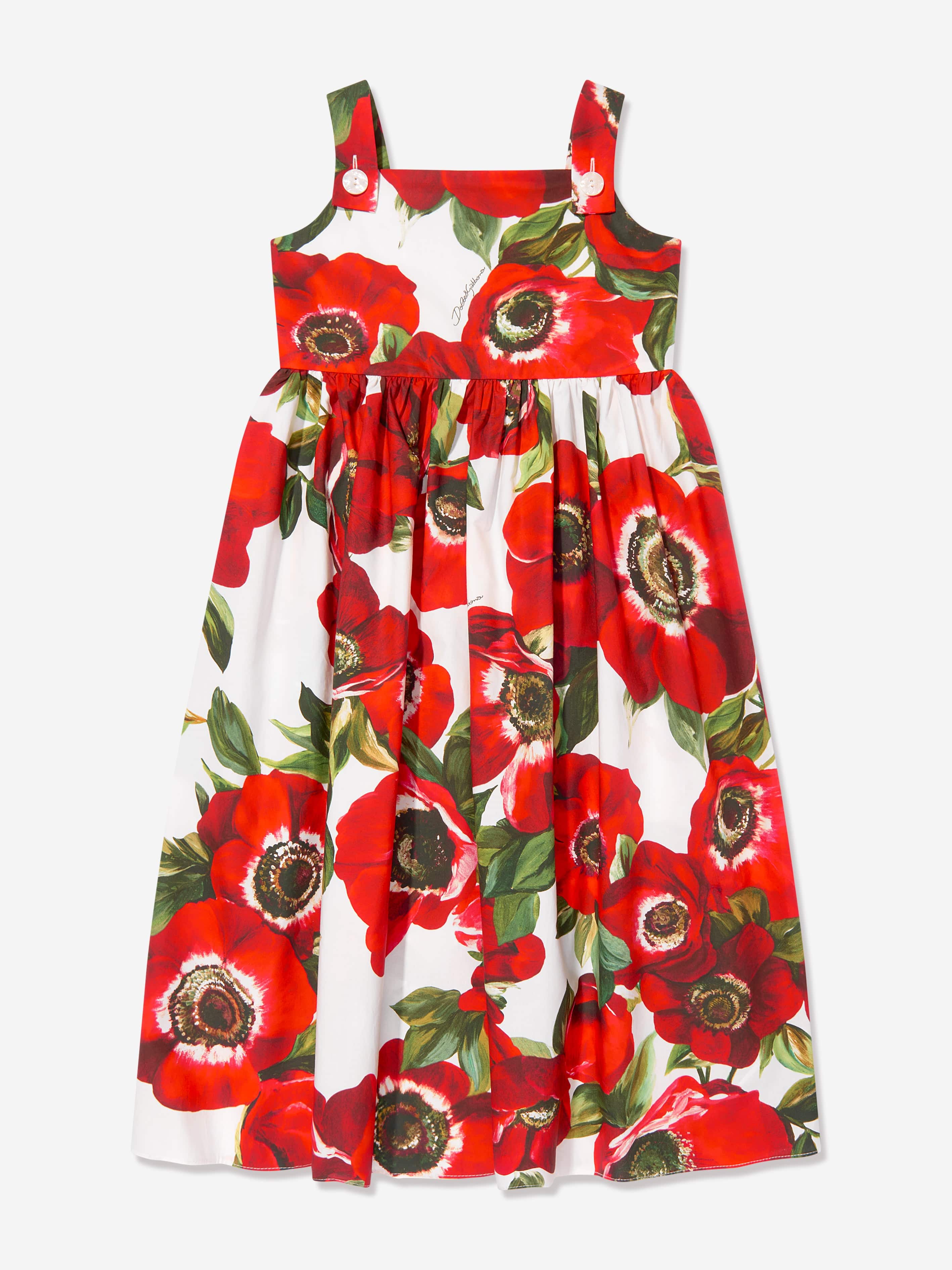 Dolce & Gabbana Girls Anemone Print Dress in Multicolour