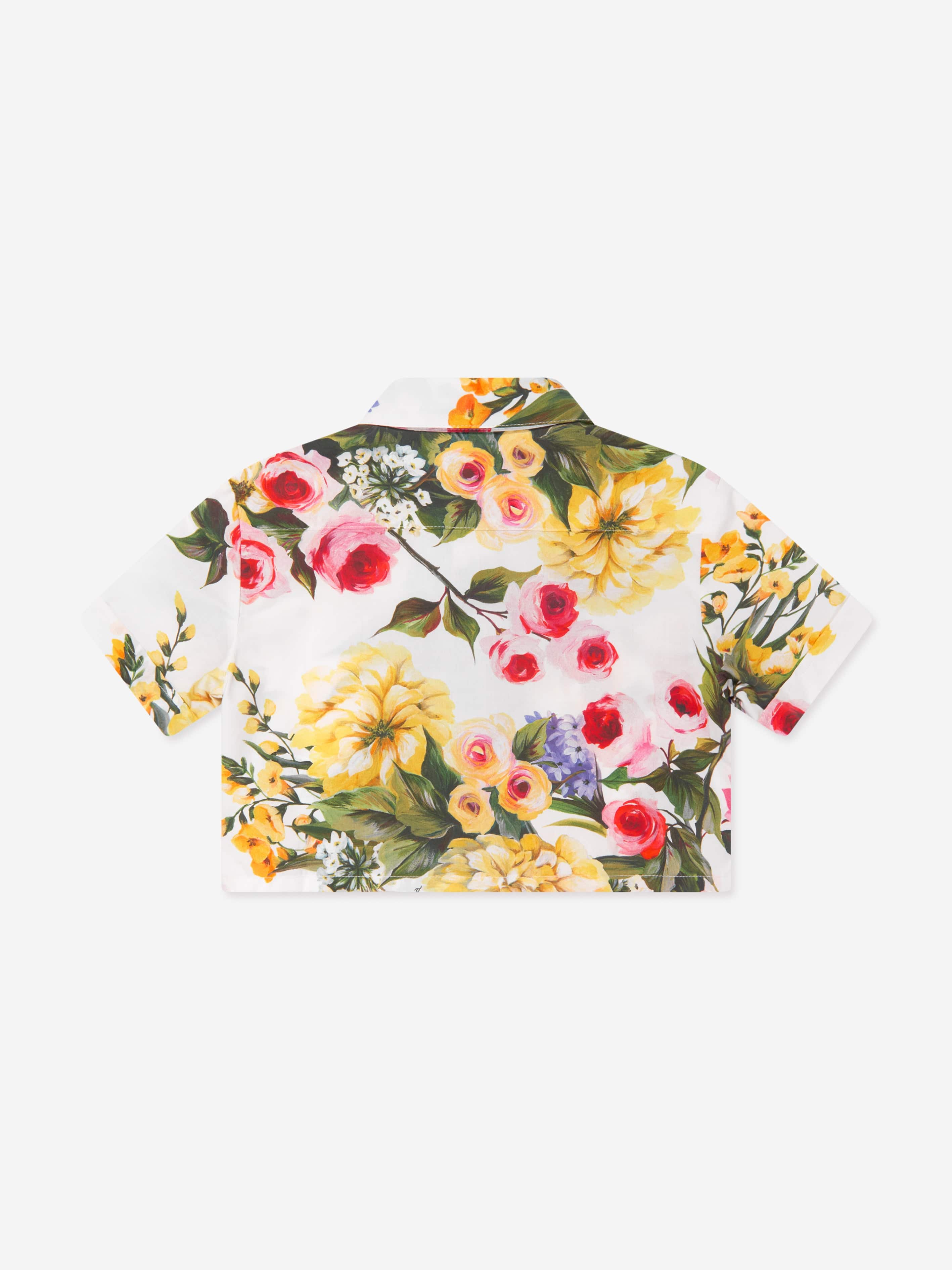 Dolce & Gabbana Girls Flower Print Cropped Shirt in Multicolour