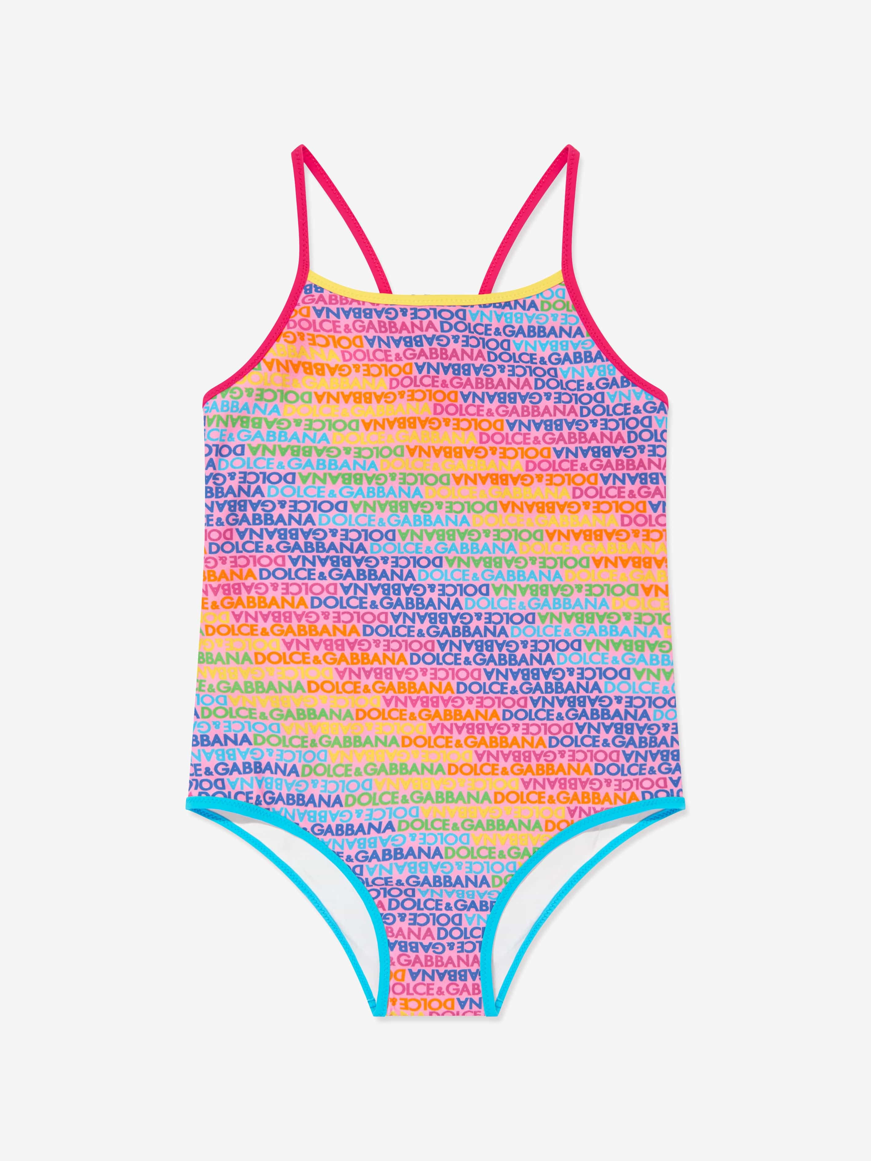 Dolce & Gabbana Girls Logomania Swimming Costume in Multicolour