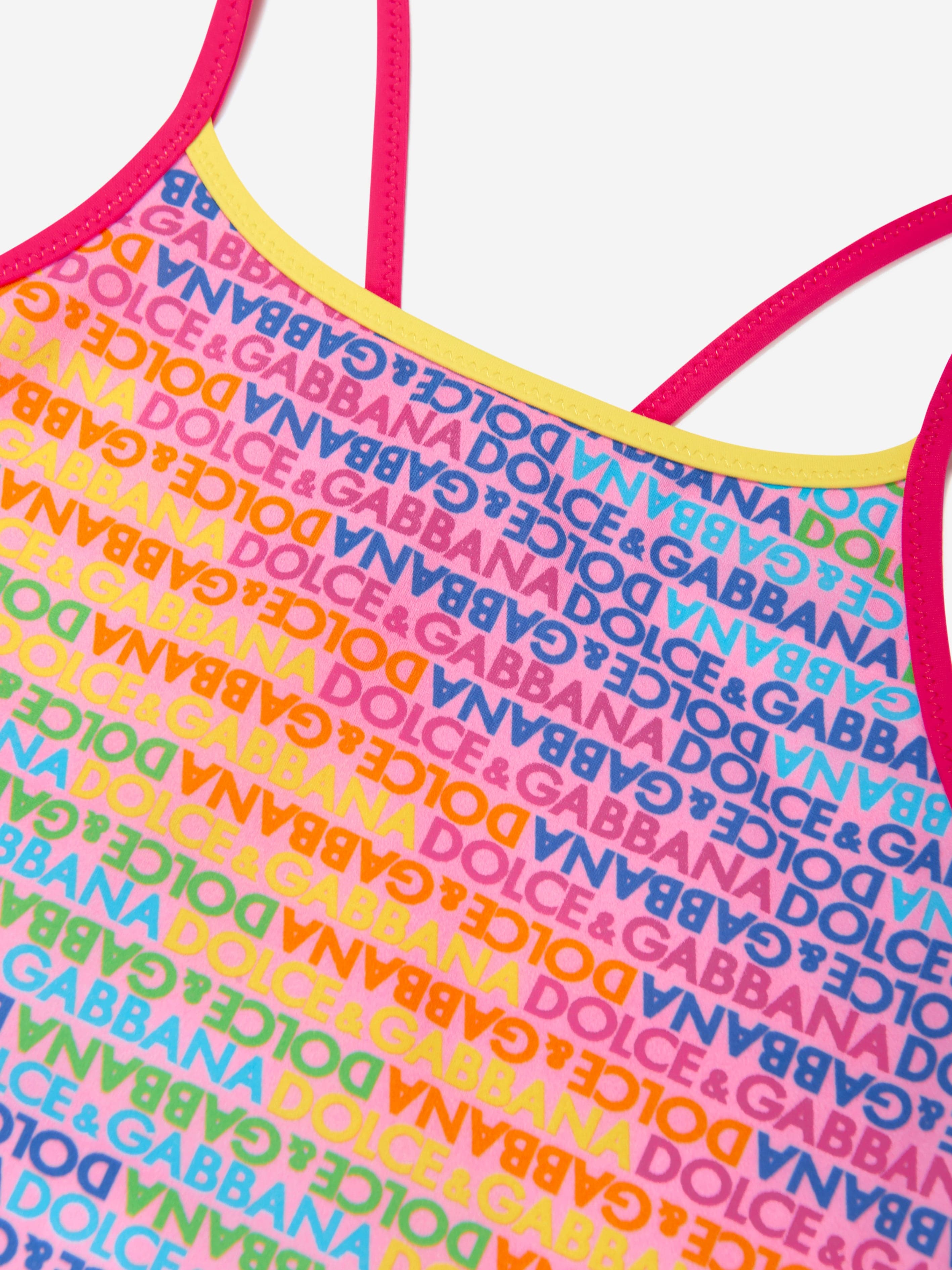 Dolce & Gabbana Girls Logomania Swimming Costume in Multicolour