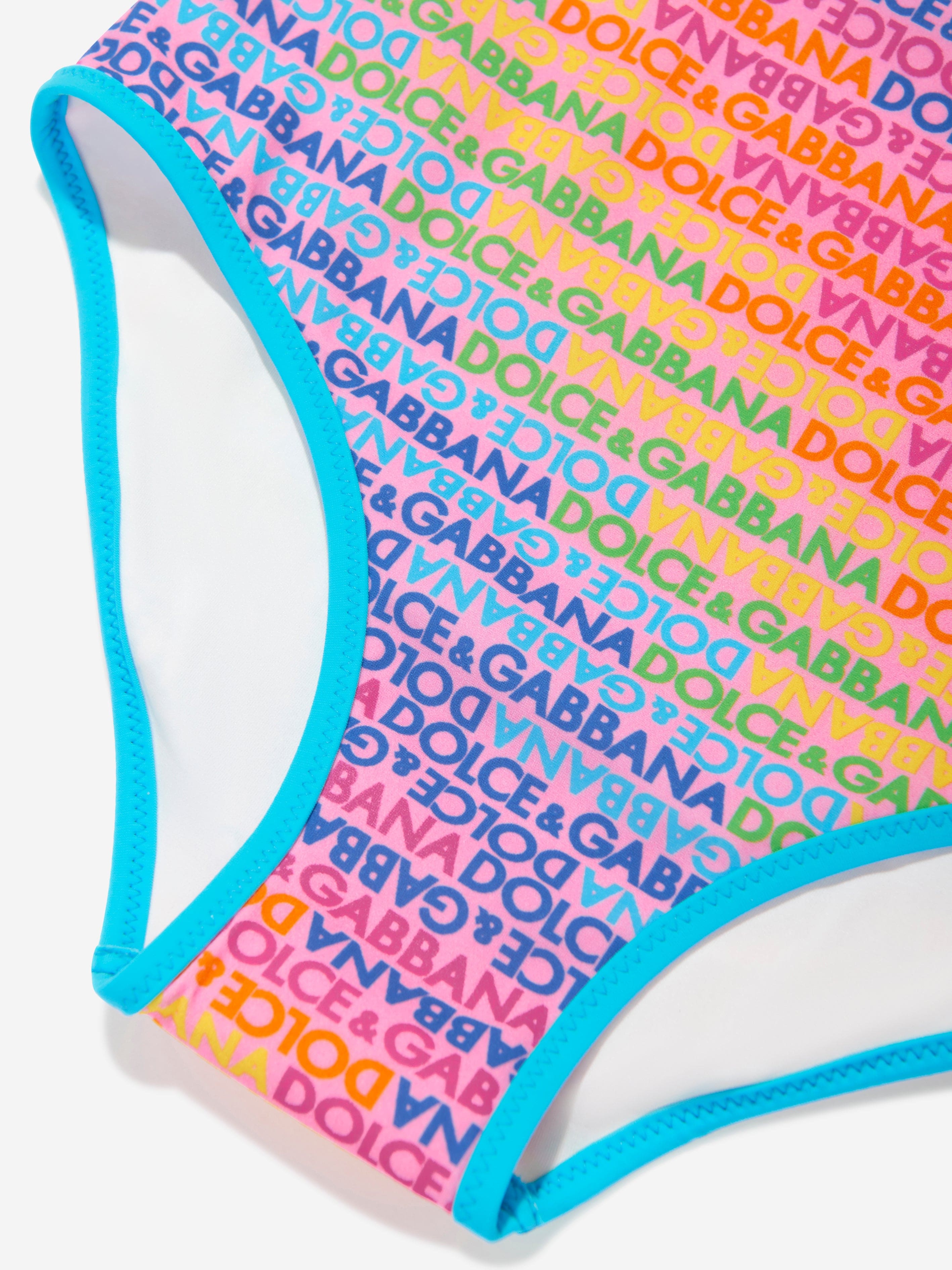 Dolce & Gabbana Girls Logomania Swimming Costume in Multicolour