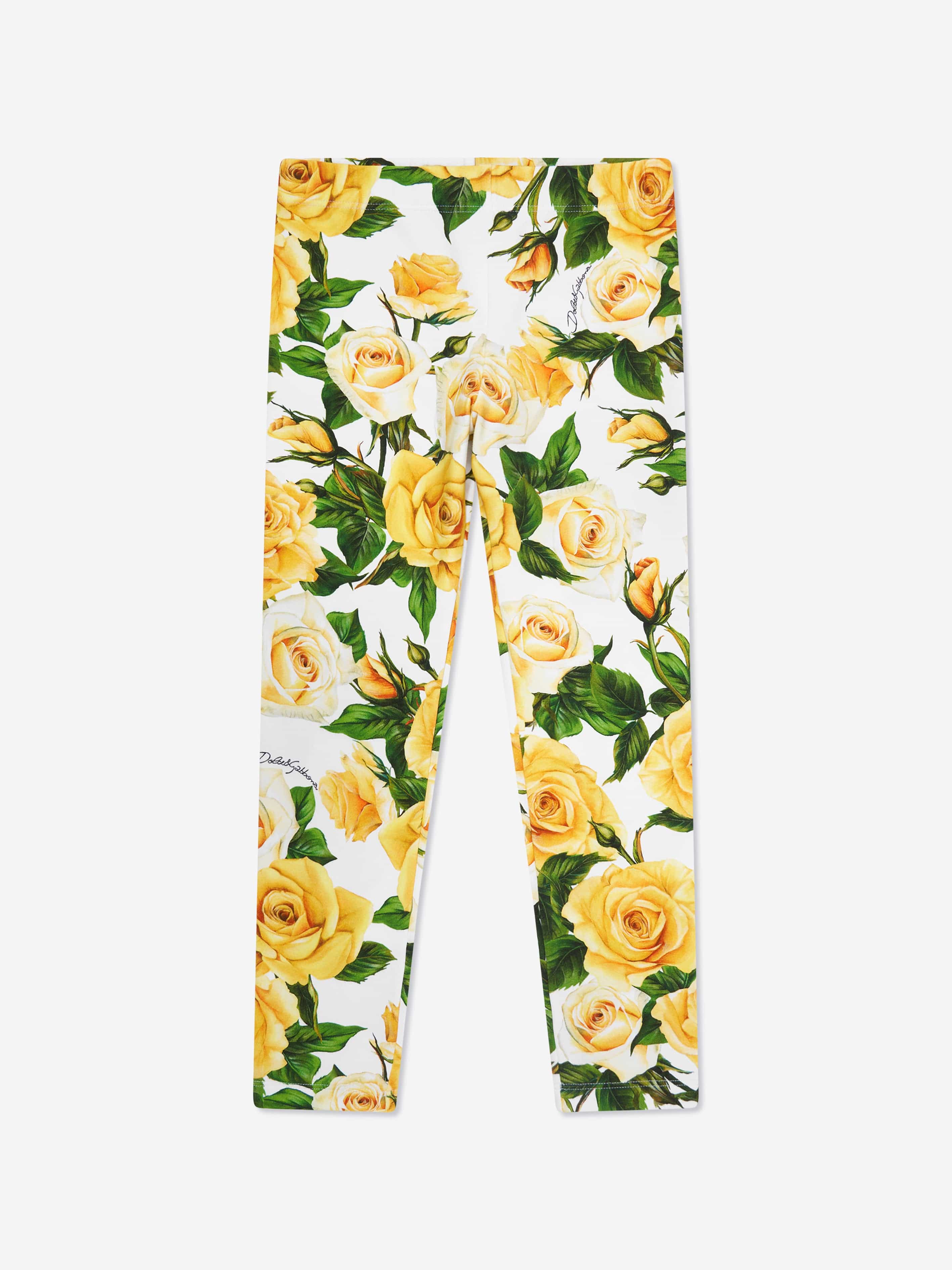 Dolce & Gabbana Girls Rose Print Leggings in Multicolour