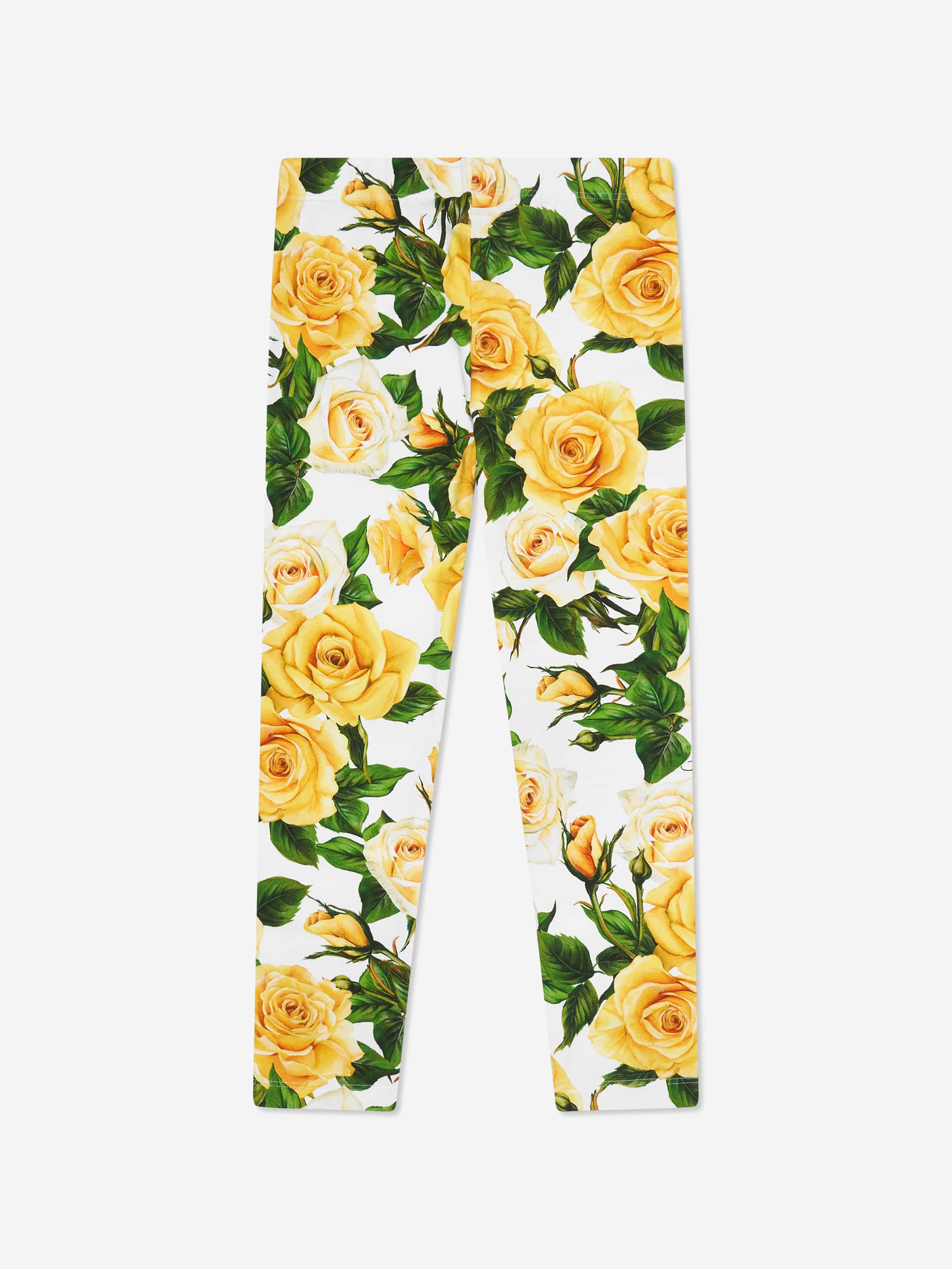 Dolce & Gabbana Girls Rose Print Leggings in Multicolour