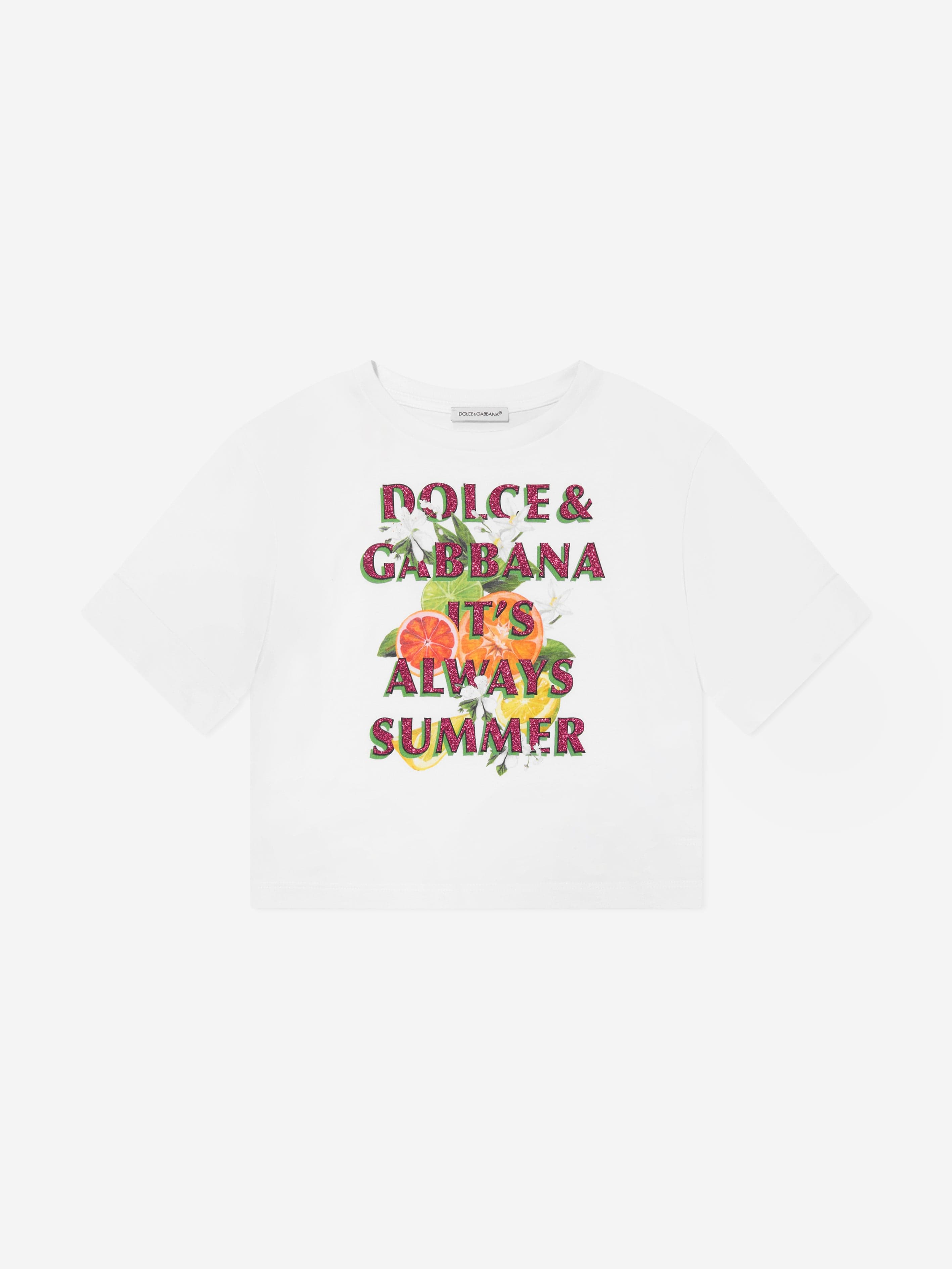 Dolce & Gabbana Girls It's Always Summer T-Shirt in White