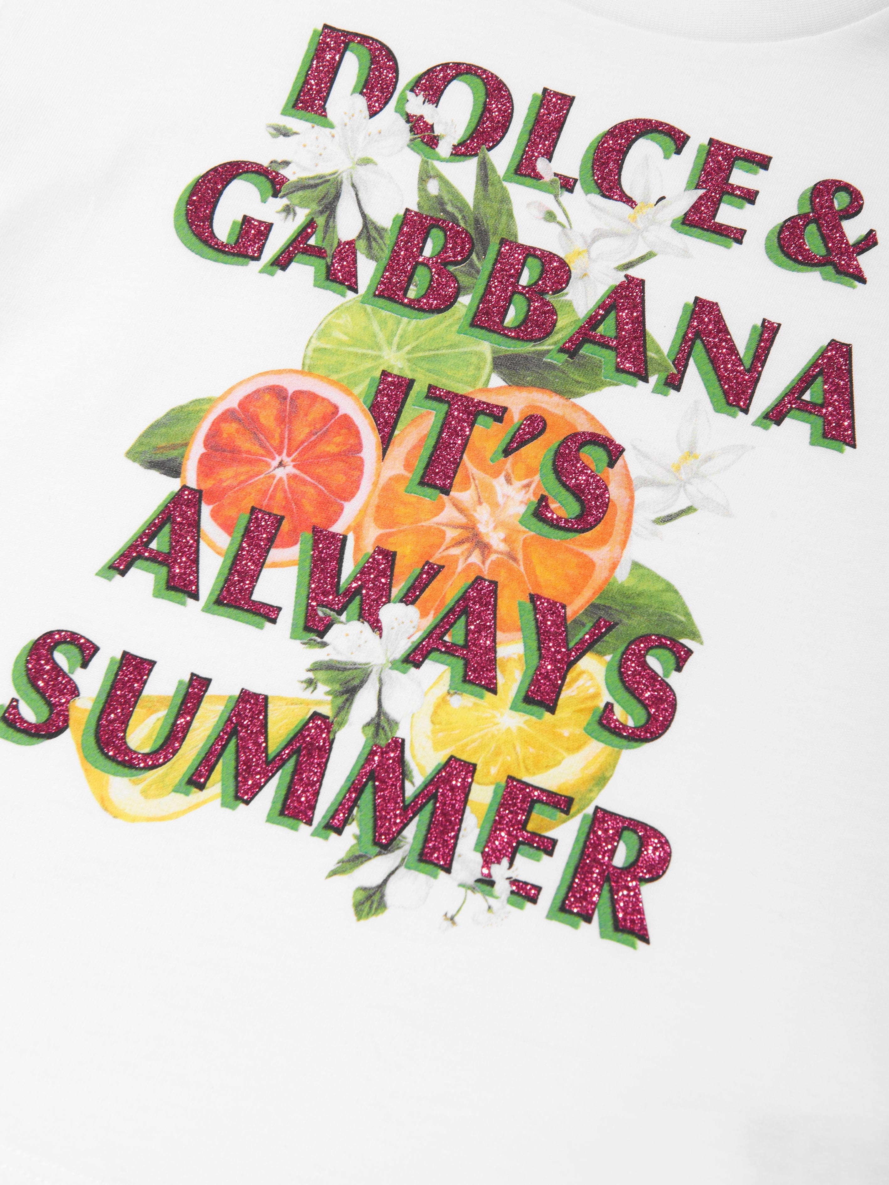 Dolce & Gabbana Girls It's Always Summer T-Shirt in White