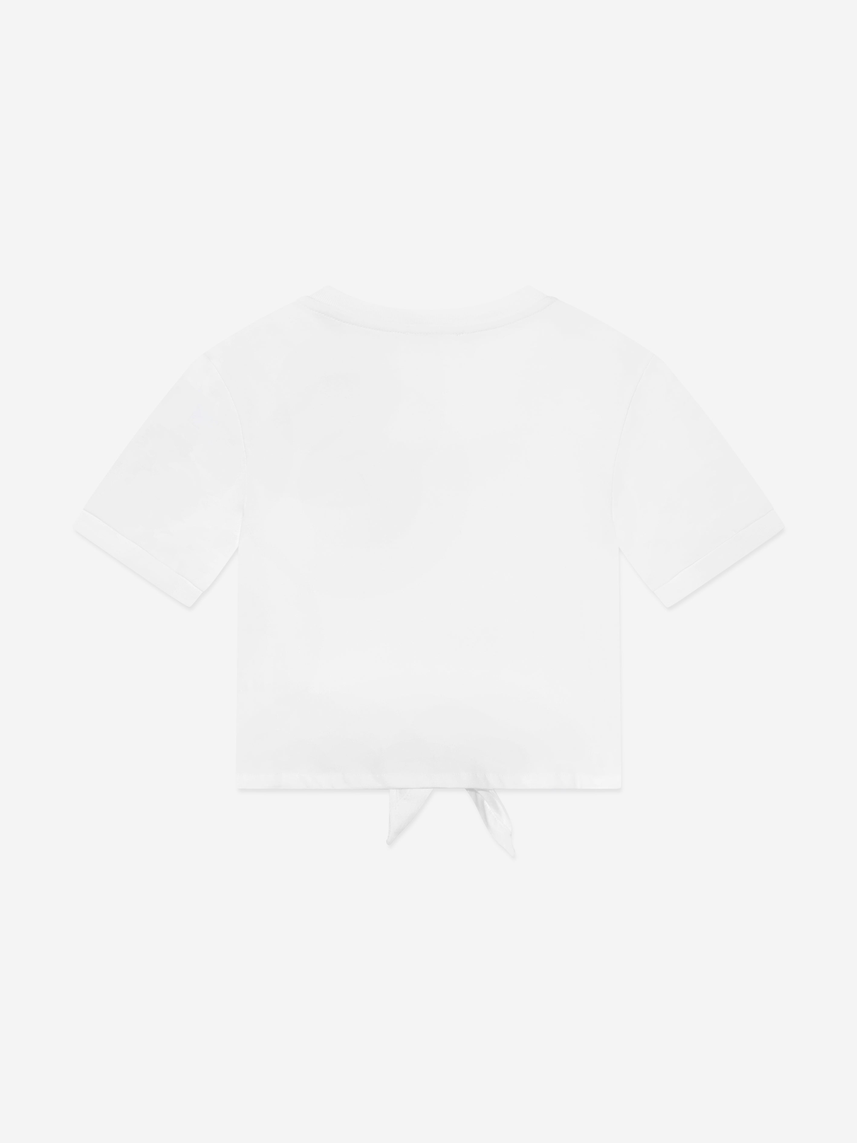 Dolce & Gabbana Girls Logo Tie Front T-Shirt in White