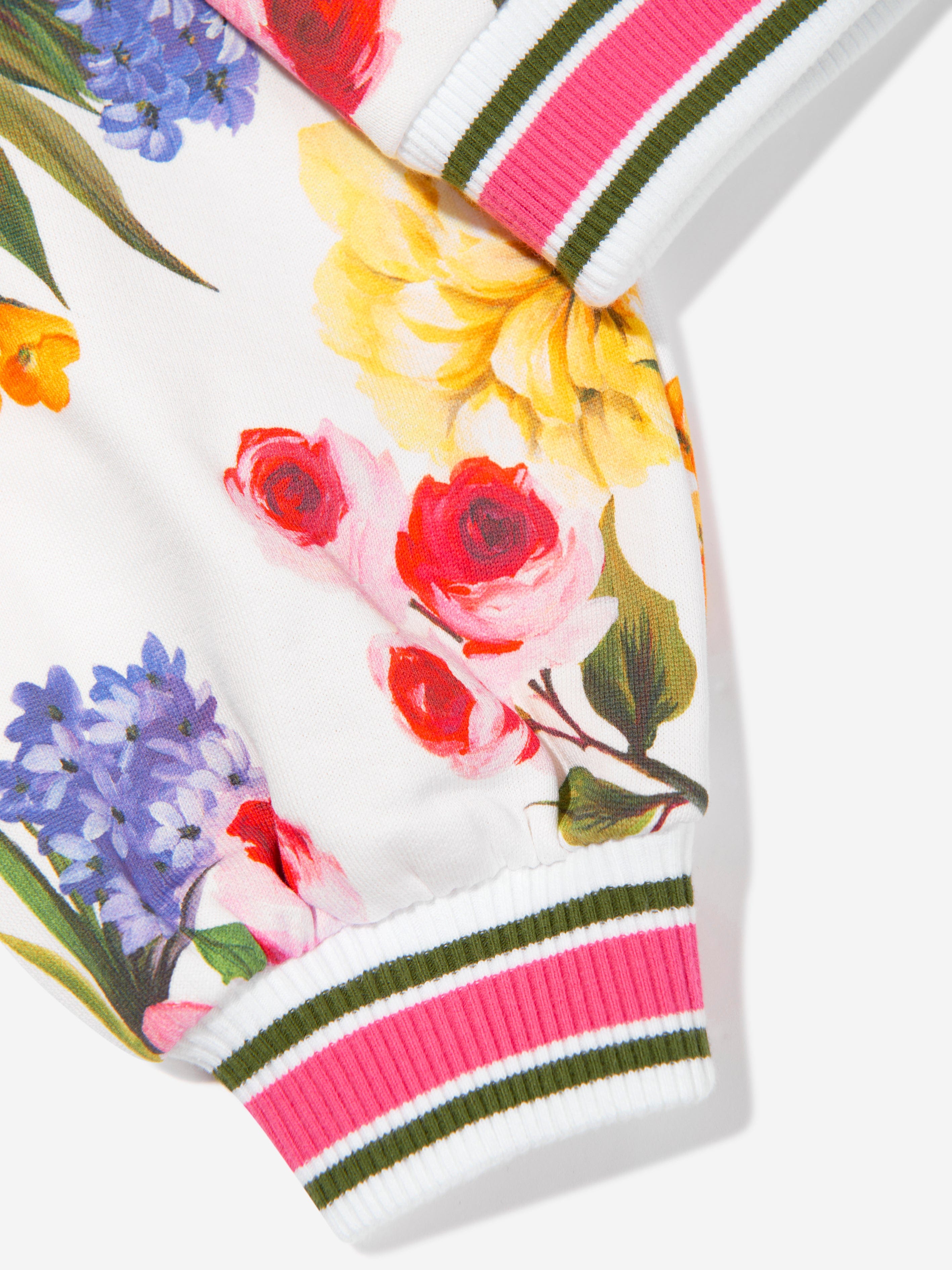 Dolce & Gabbana Girls Flower Print Zip Up Top in Multicolour