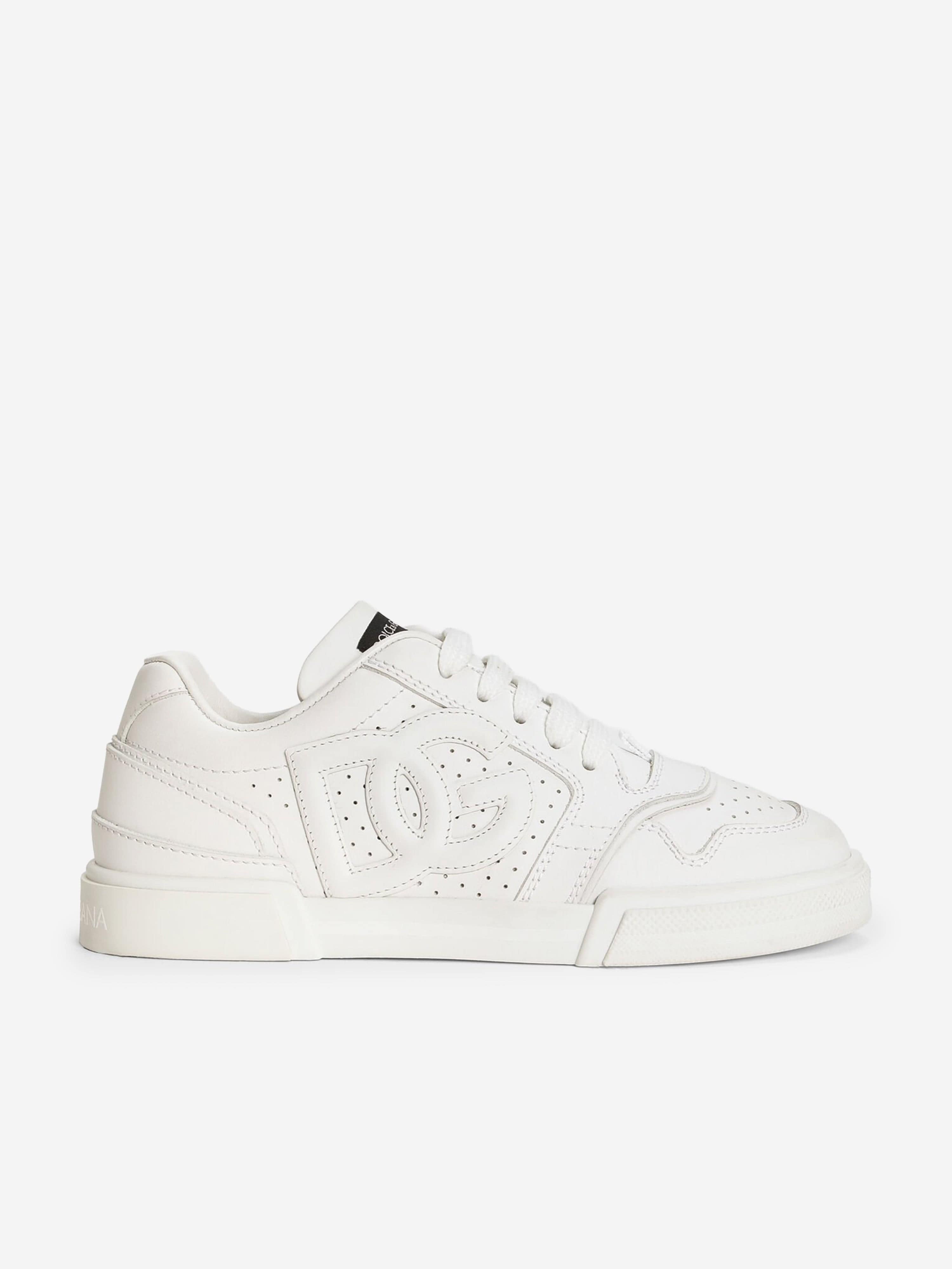 Dolce & Gabbana Boys Leather DG Logo Trainers in White
