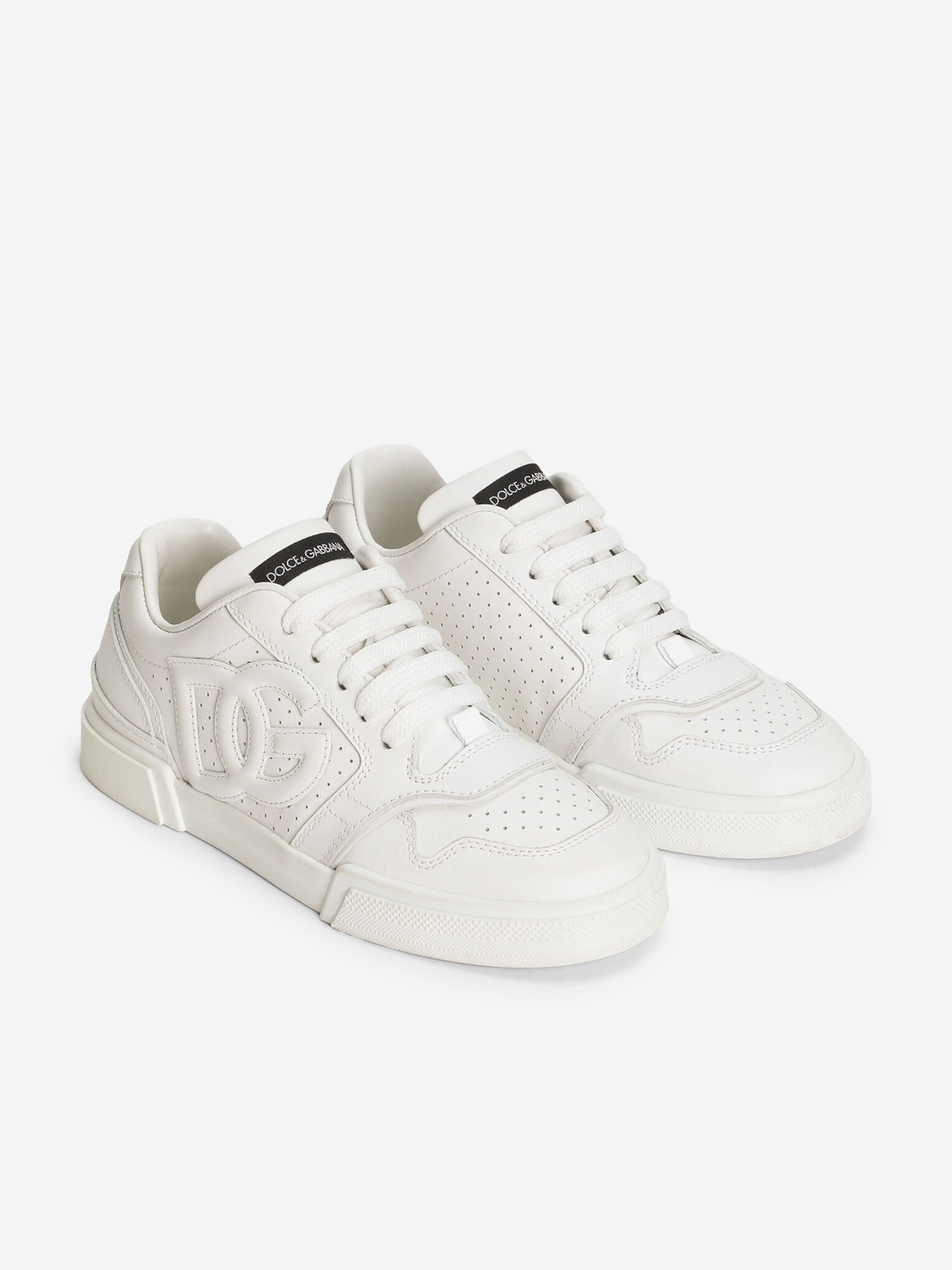 Dolce & Gabbana Boys Leather DG Logo Trainers in White