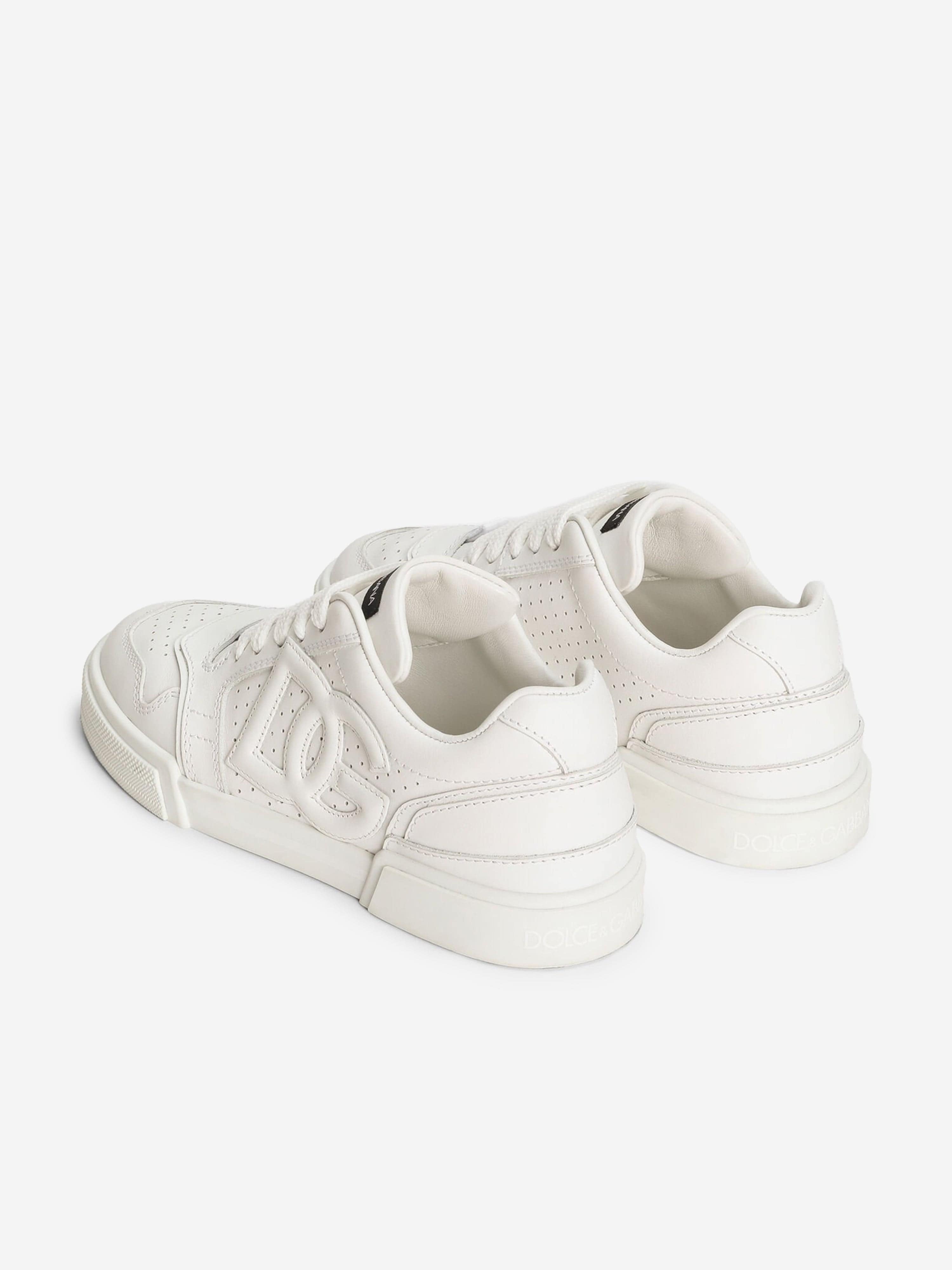 Dolce & Gabbana Boys Leather DG Logo Trainers in White