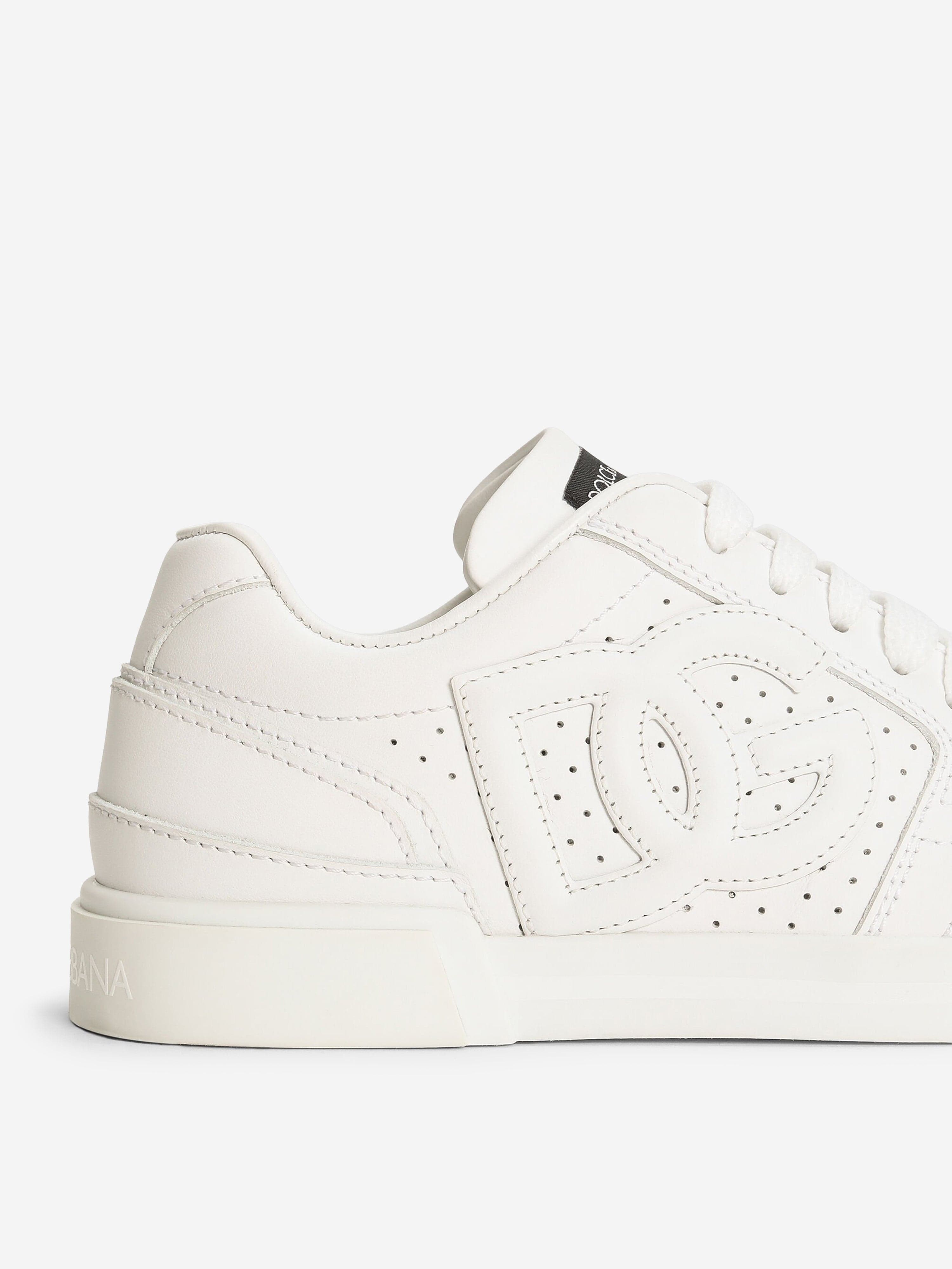 Dolce & Gabbana Boys Leather DG Logo Trainers in White