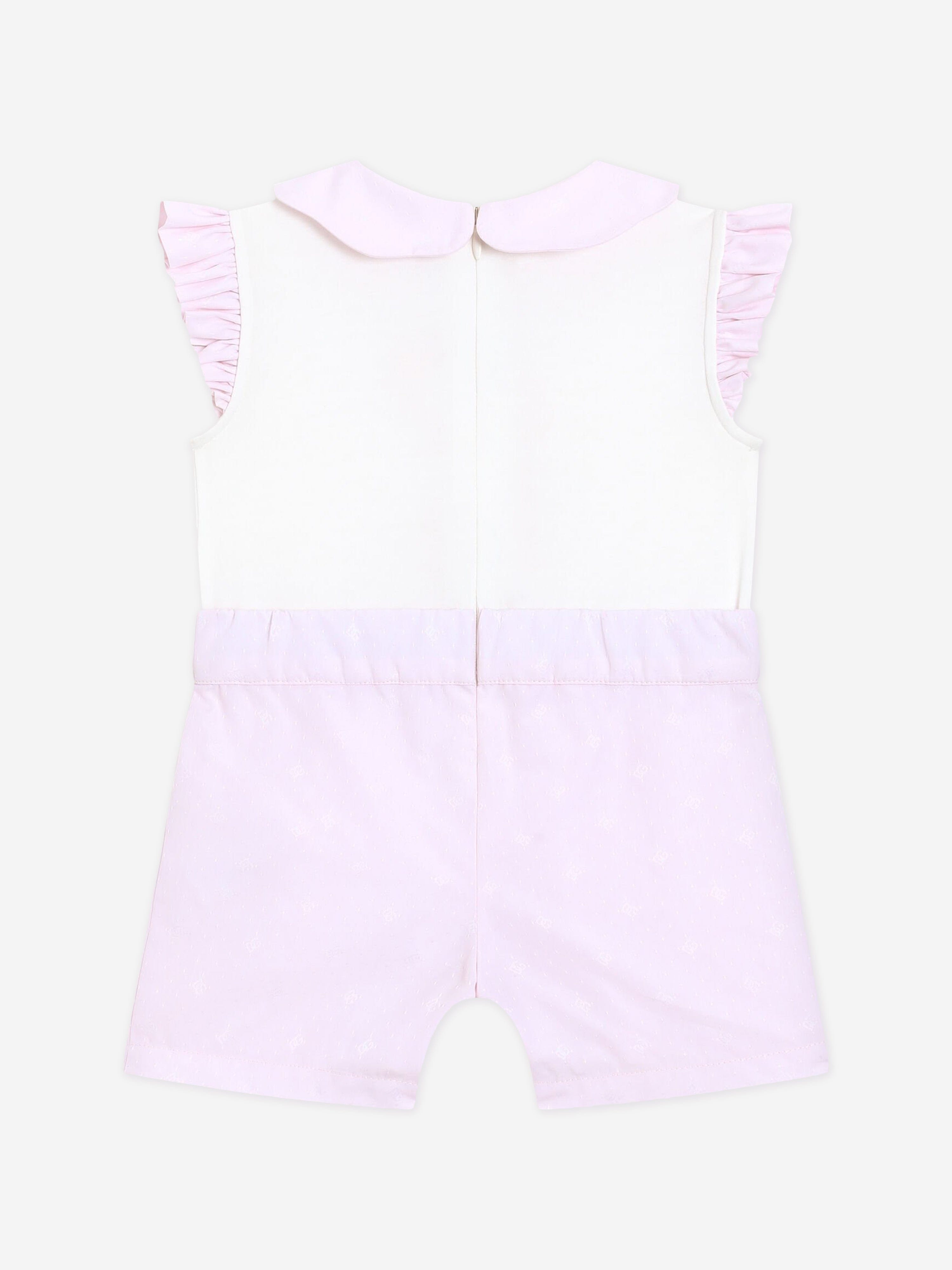Dolce & Gabbana Baby Girls Embroidered Romper in Pink