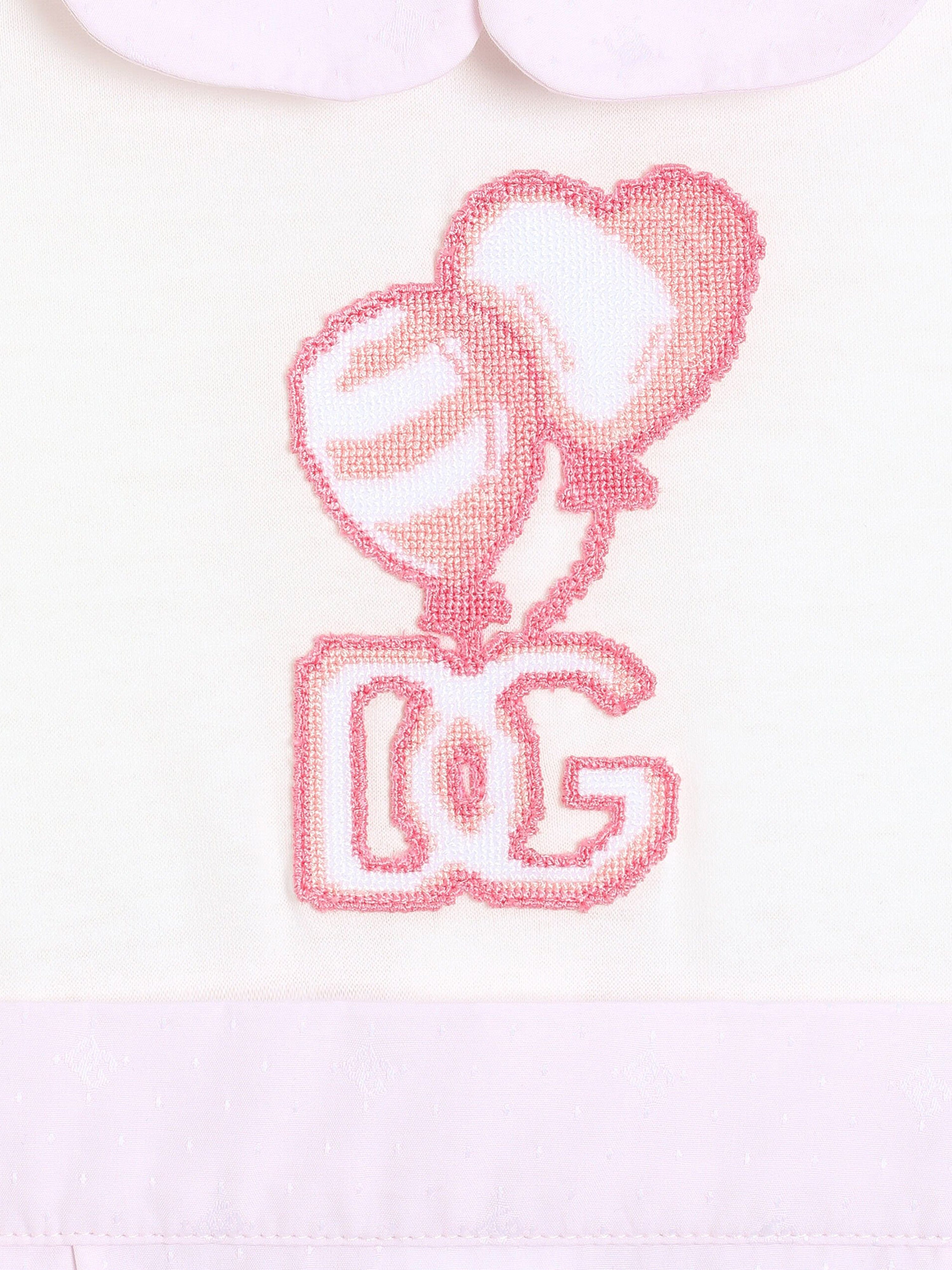 Dolce & Gabbana Baby Girls Embroidered Romper in Pink