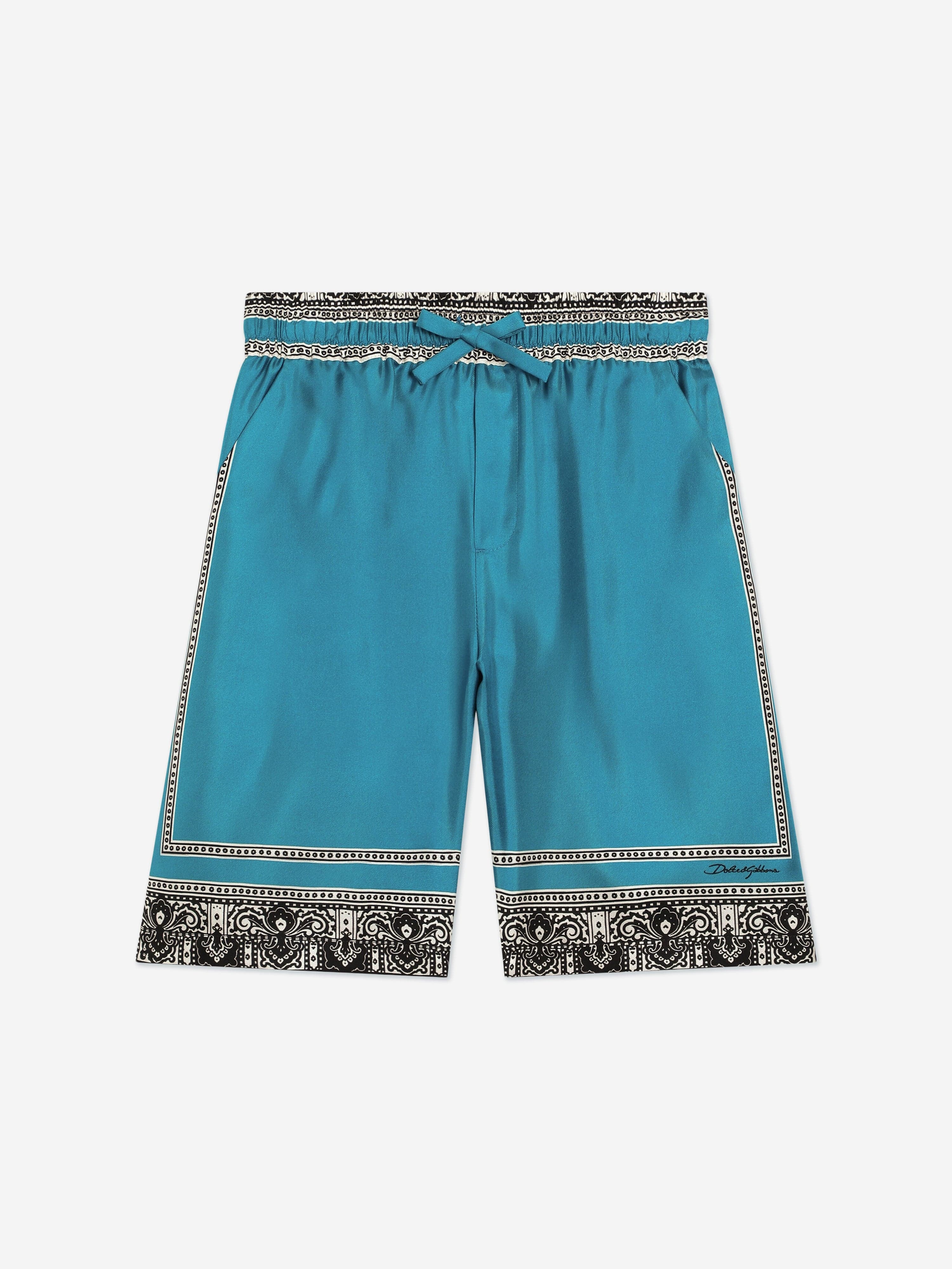 Dolce & Gabbana Boys Silk Bandana Print Shorts in Blue