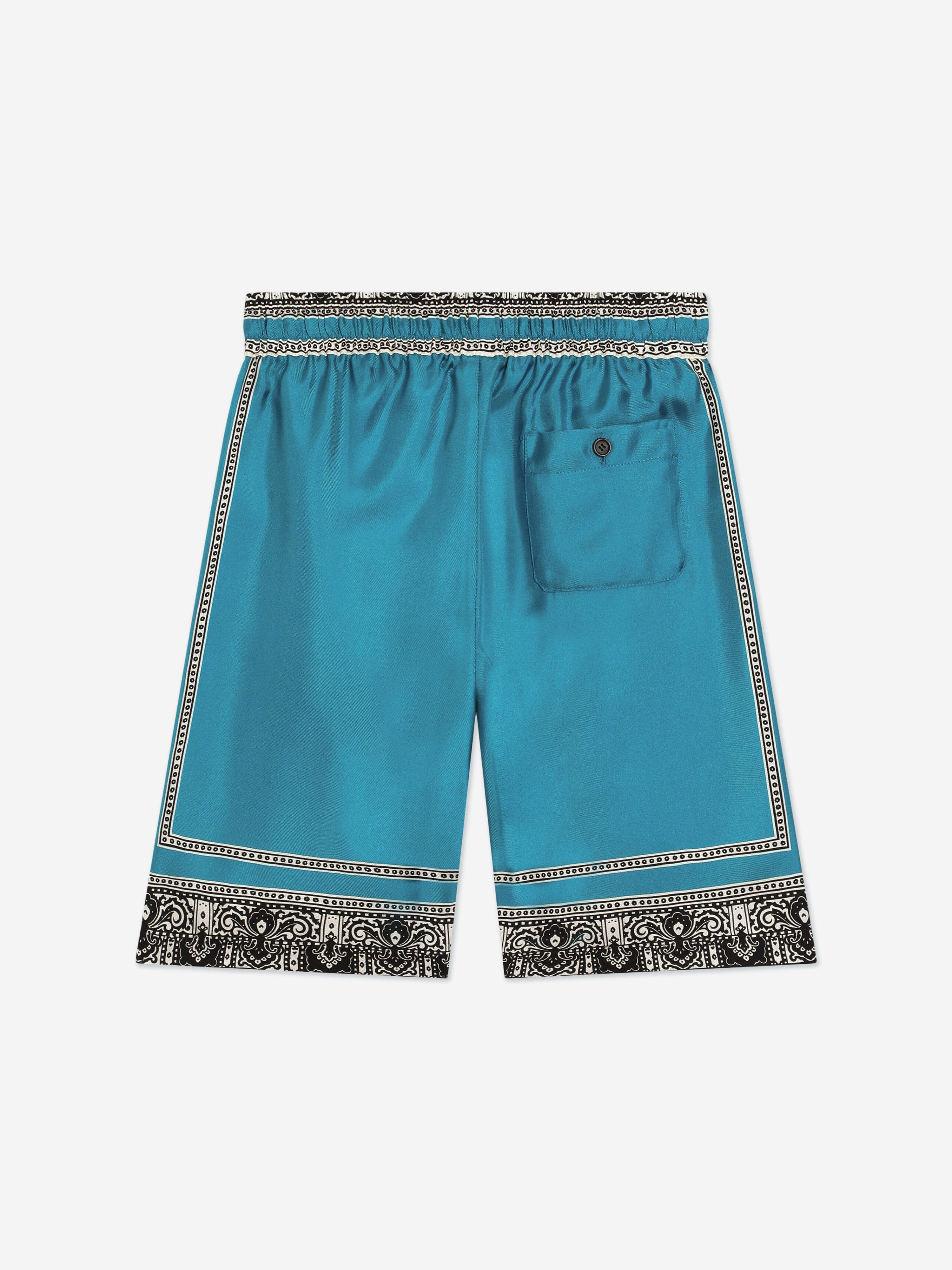Dolce & Gabbana Boys Silk Bandana Print Shorts in Blue