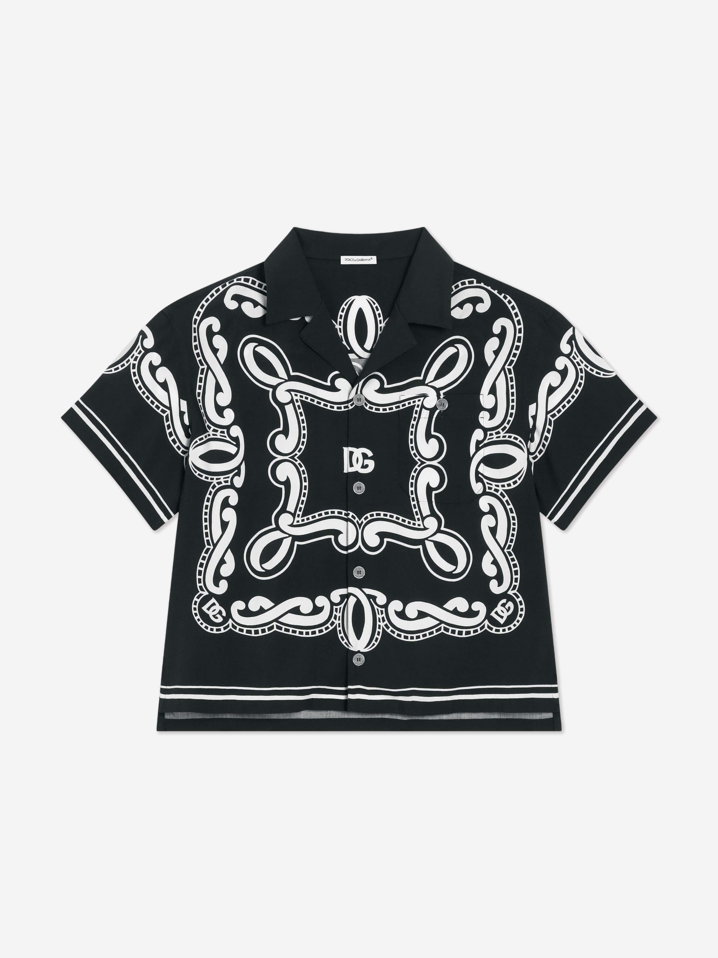 Dolce & Gabbana Boys Bandana Print Shirt in Black
