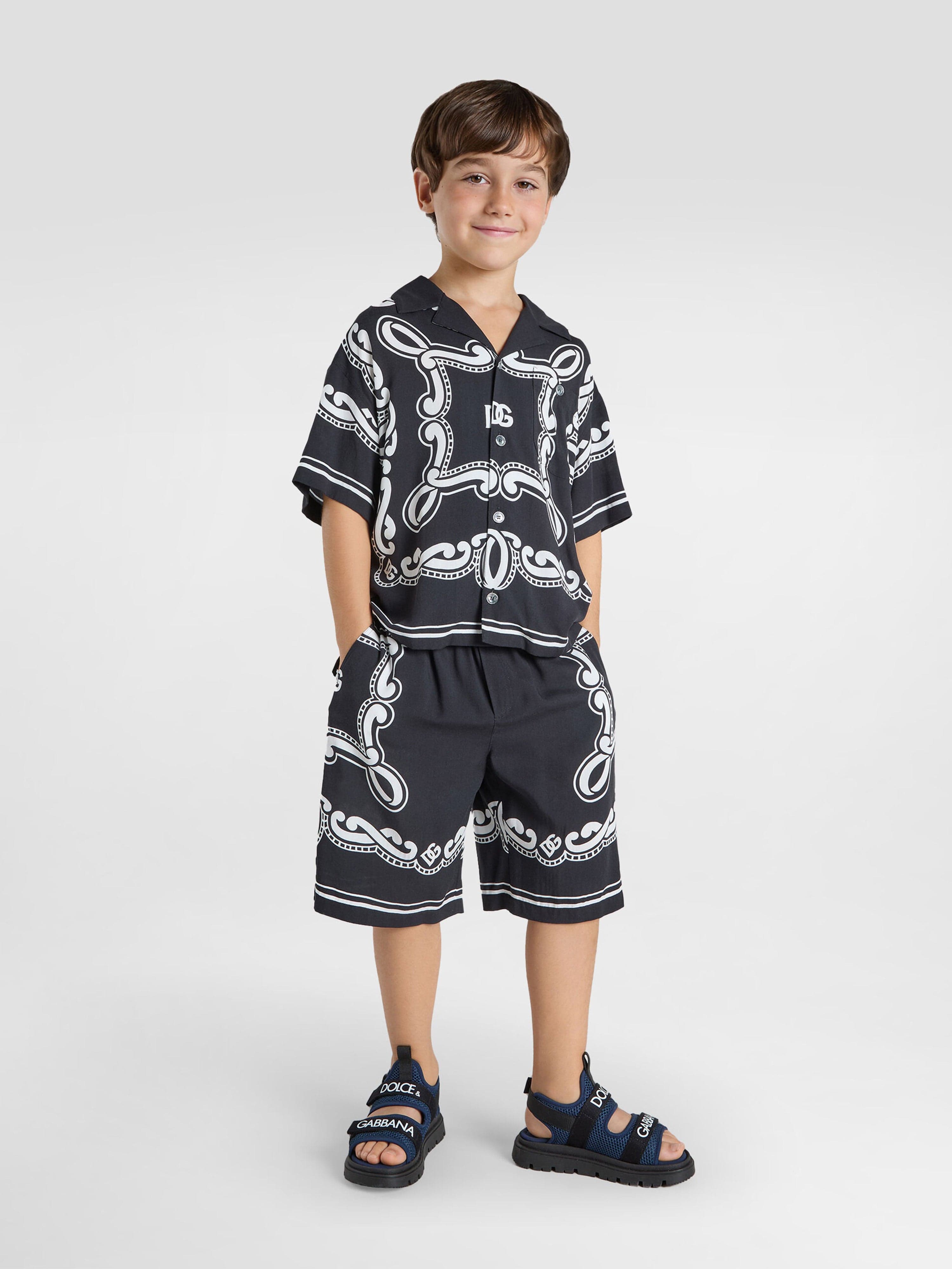 Dolce & Gabbana Boys Bandana Print Shirt in Black