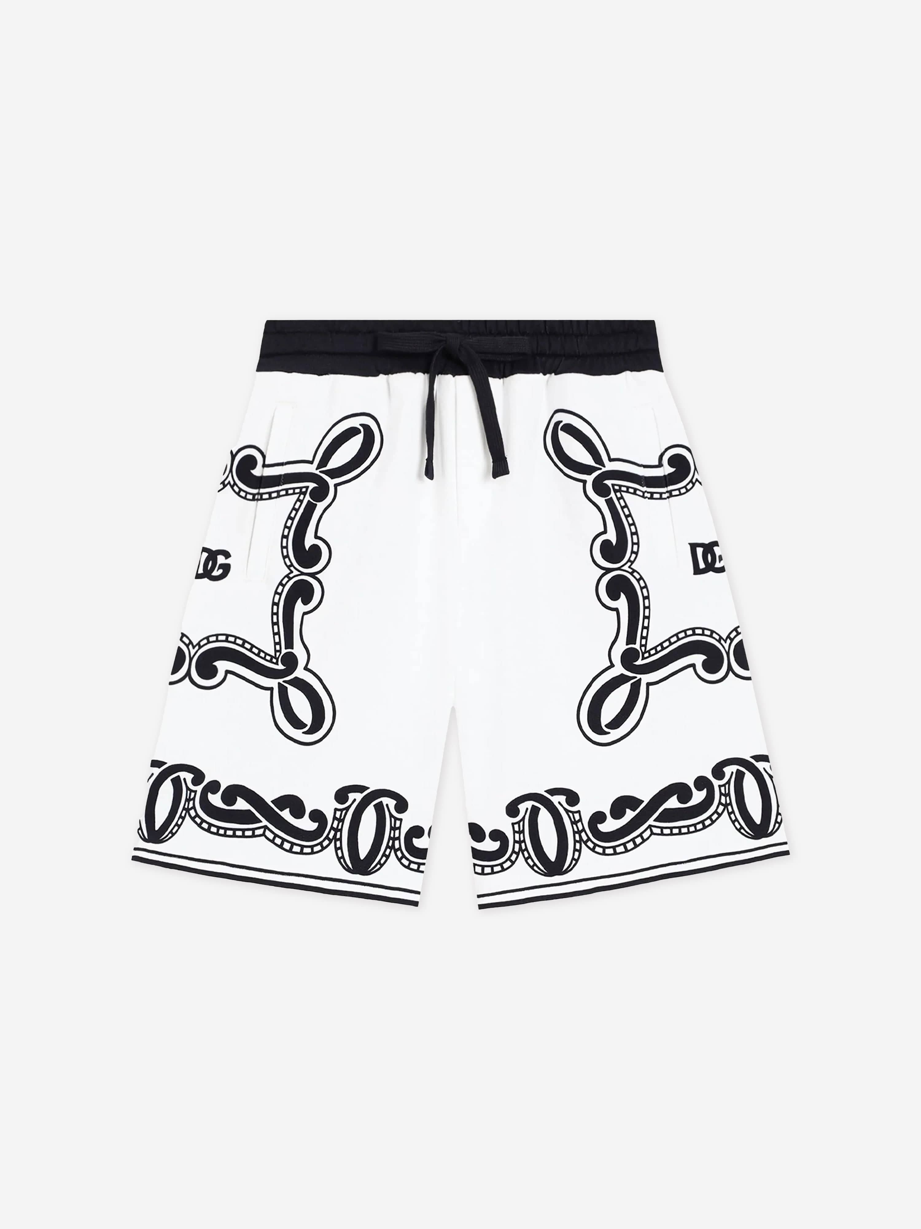 Dolce & Gabbana Boys Bandana Print Bermuda Shorts in White