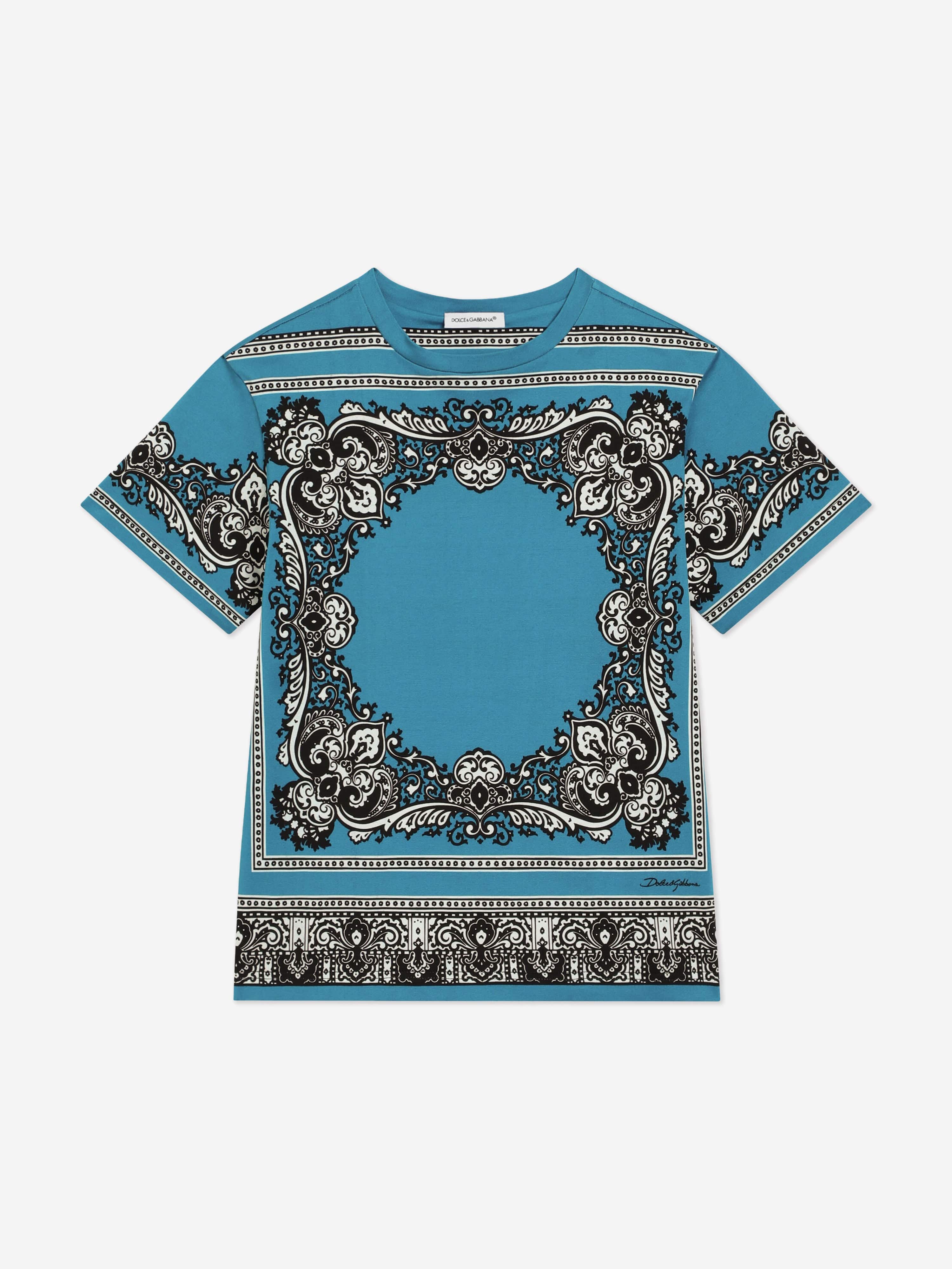 Dolce & Gabbana Boys Bandana Print T-Shirt in Blue