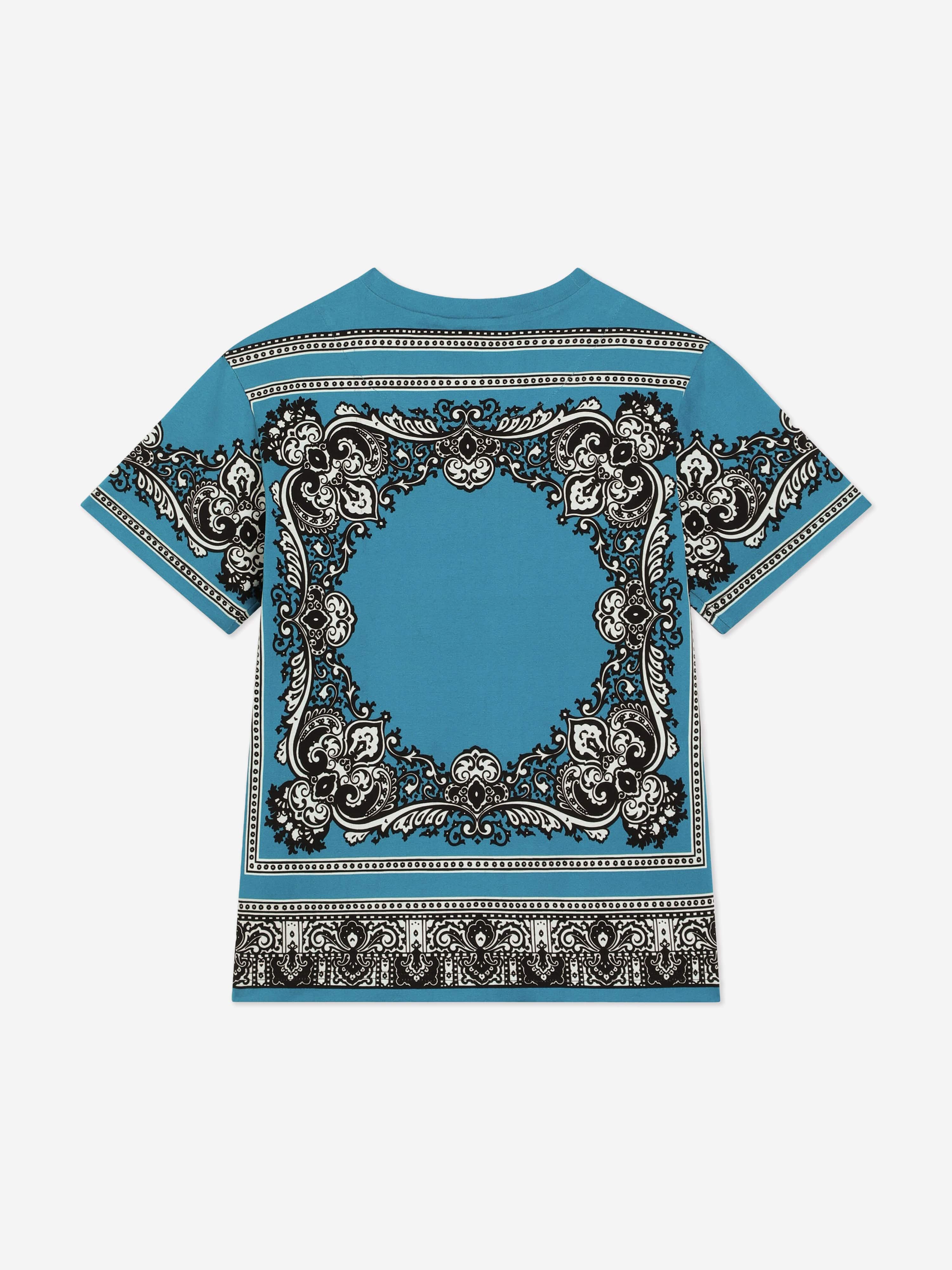 Dolce & Gabbana Boys Bandana Print T-Shirt in Blue