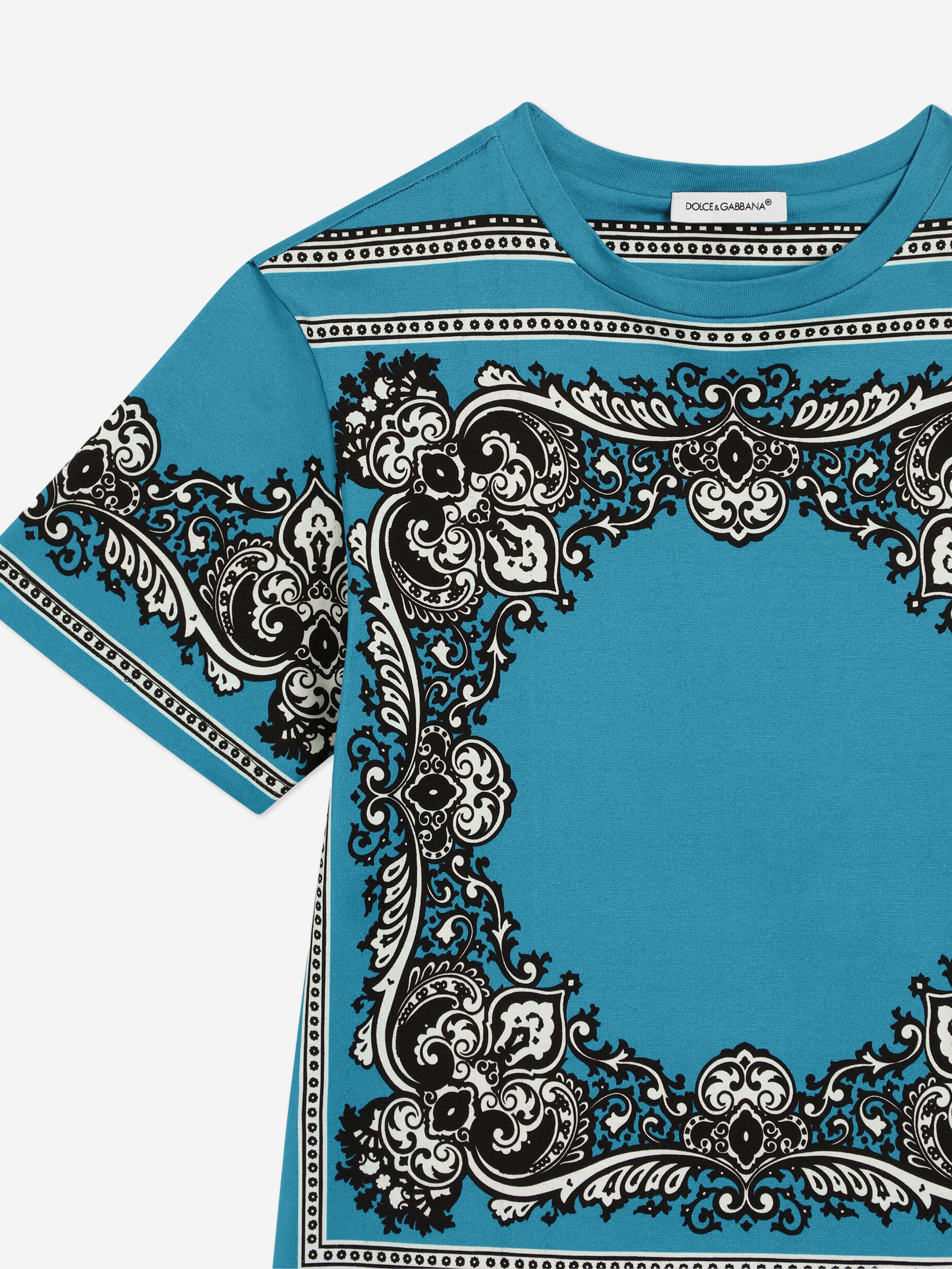 Dolce & Gabbana Boys Bandana Print T-Shirt in Blue
