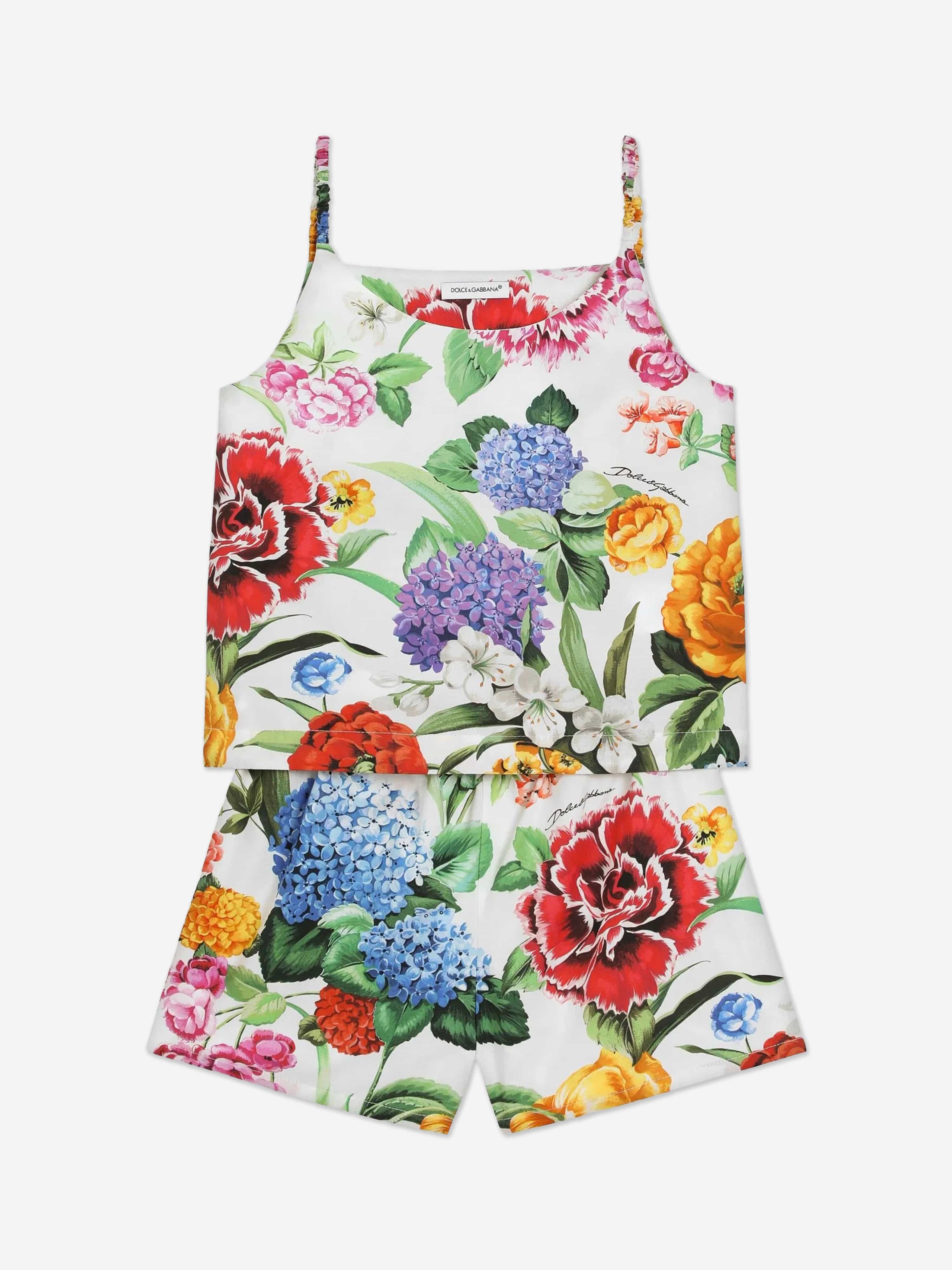 Dolce & Gabbana Girls Floral Print Short Set in Multicolour