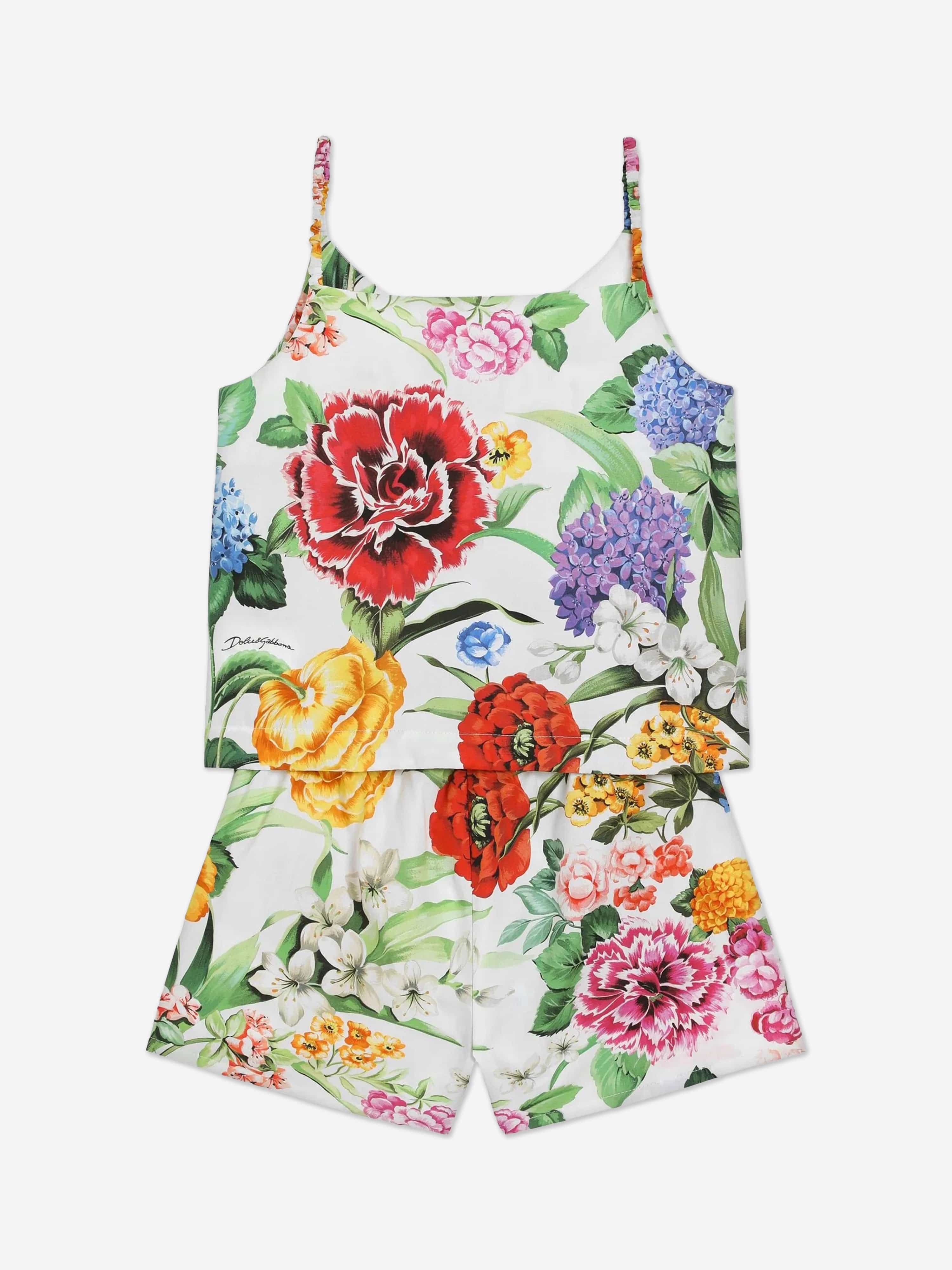 Dolce & Gabbana Girls Floral Print Short Set in Multicolour