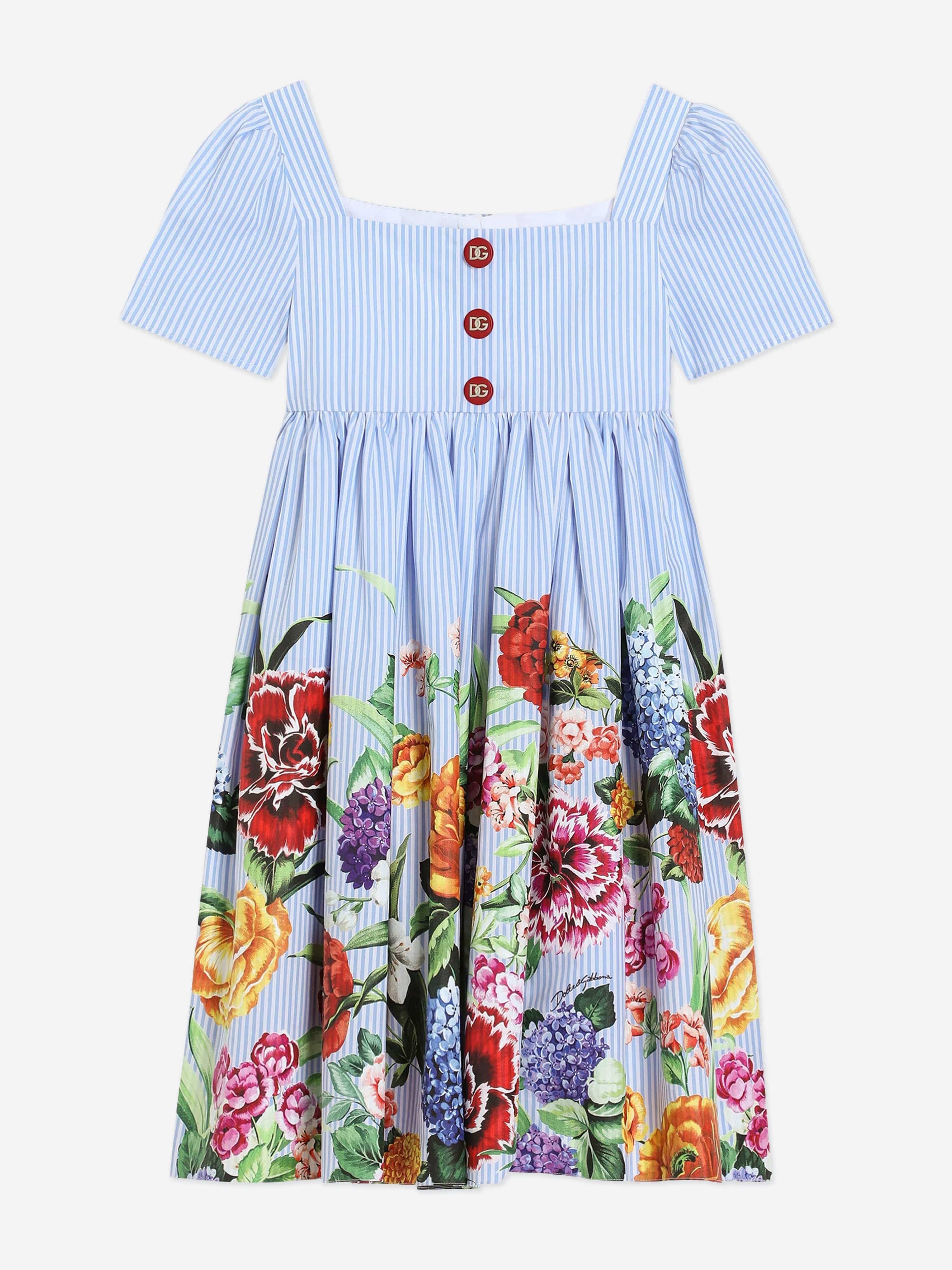 Dolce & Gabbana Girls Floral Print Dress in Multicolour