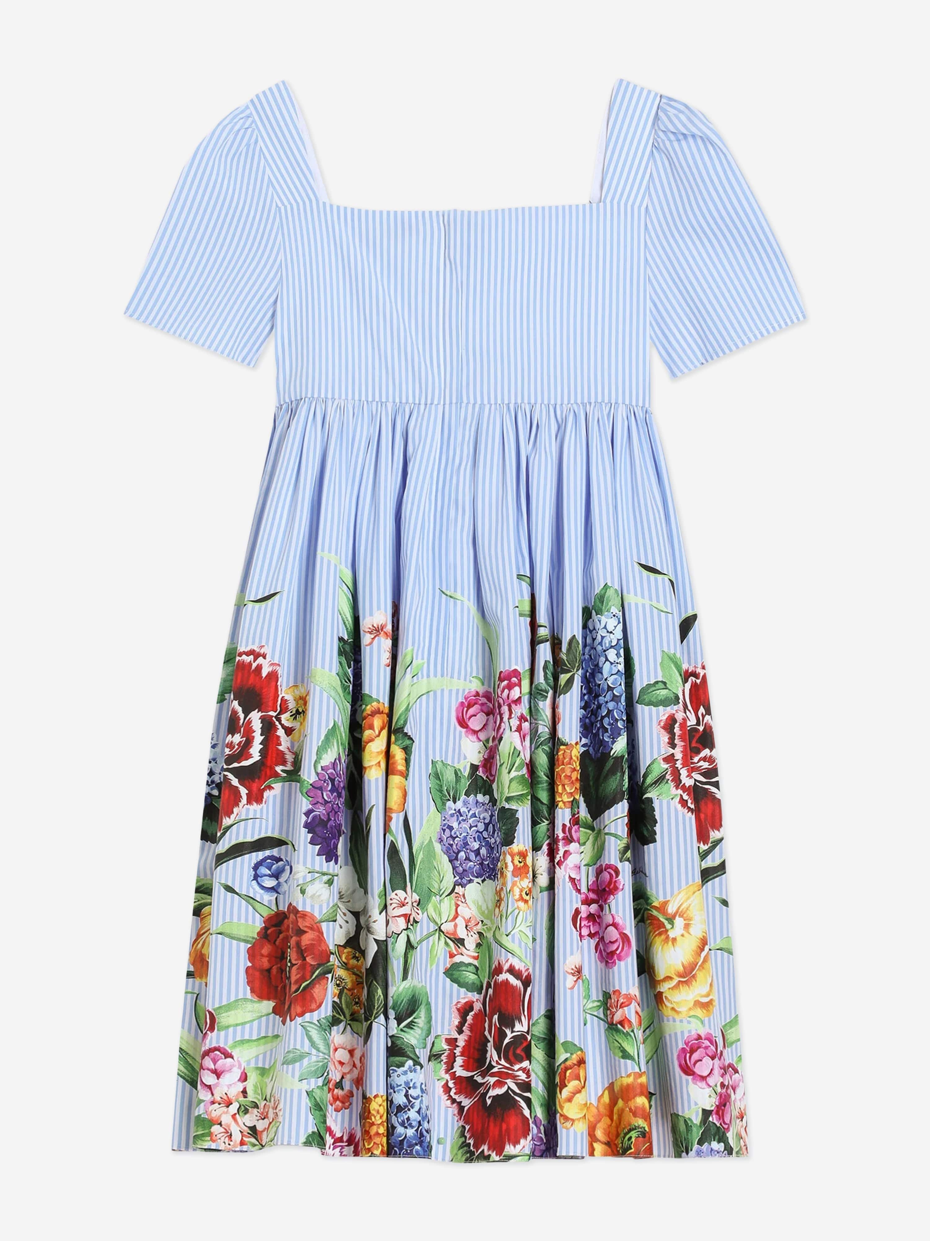 Dolce & Gabbana Girls Floral Print Dress in Multicolour