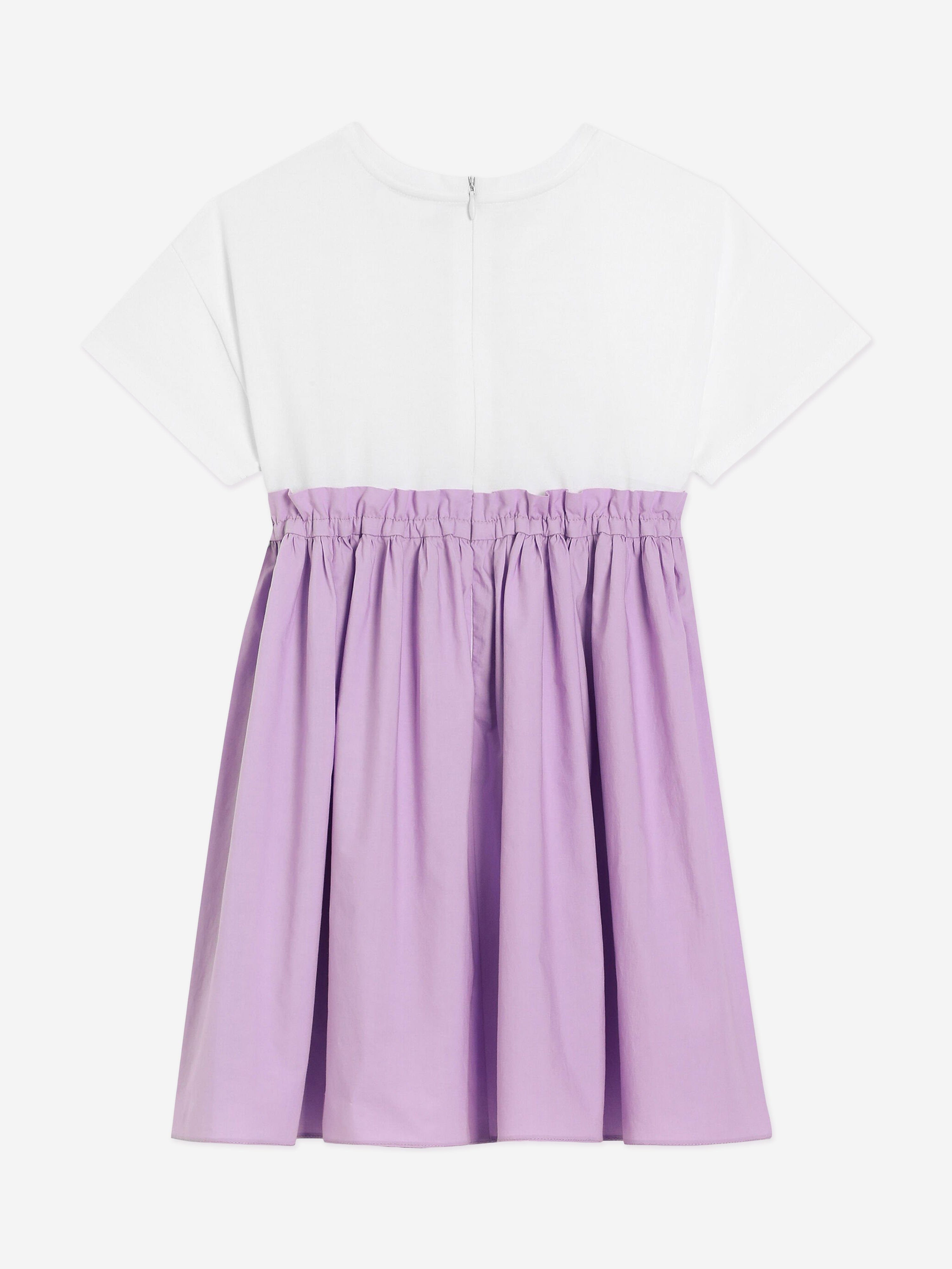 Dolce & Gabbana Girls Jersey and Cotton Logo Dress in Purple