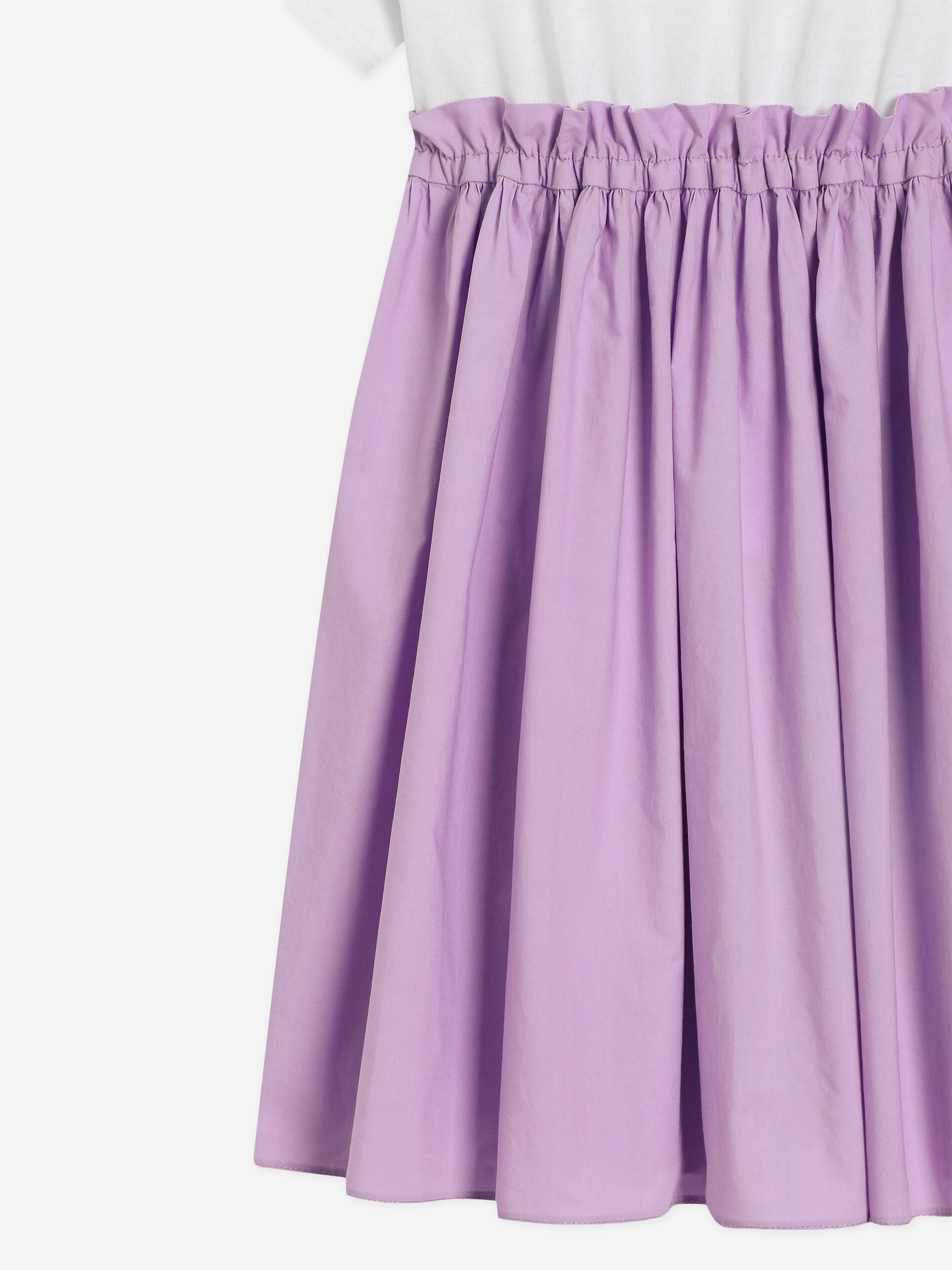 Dolce & Gabbana Girls Jersey and Cotton Logo Dress in Purple