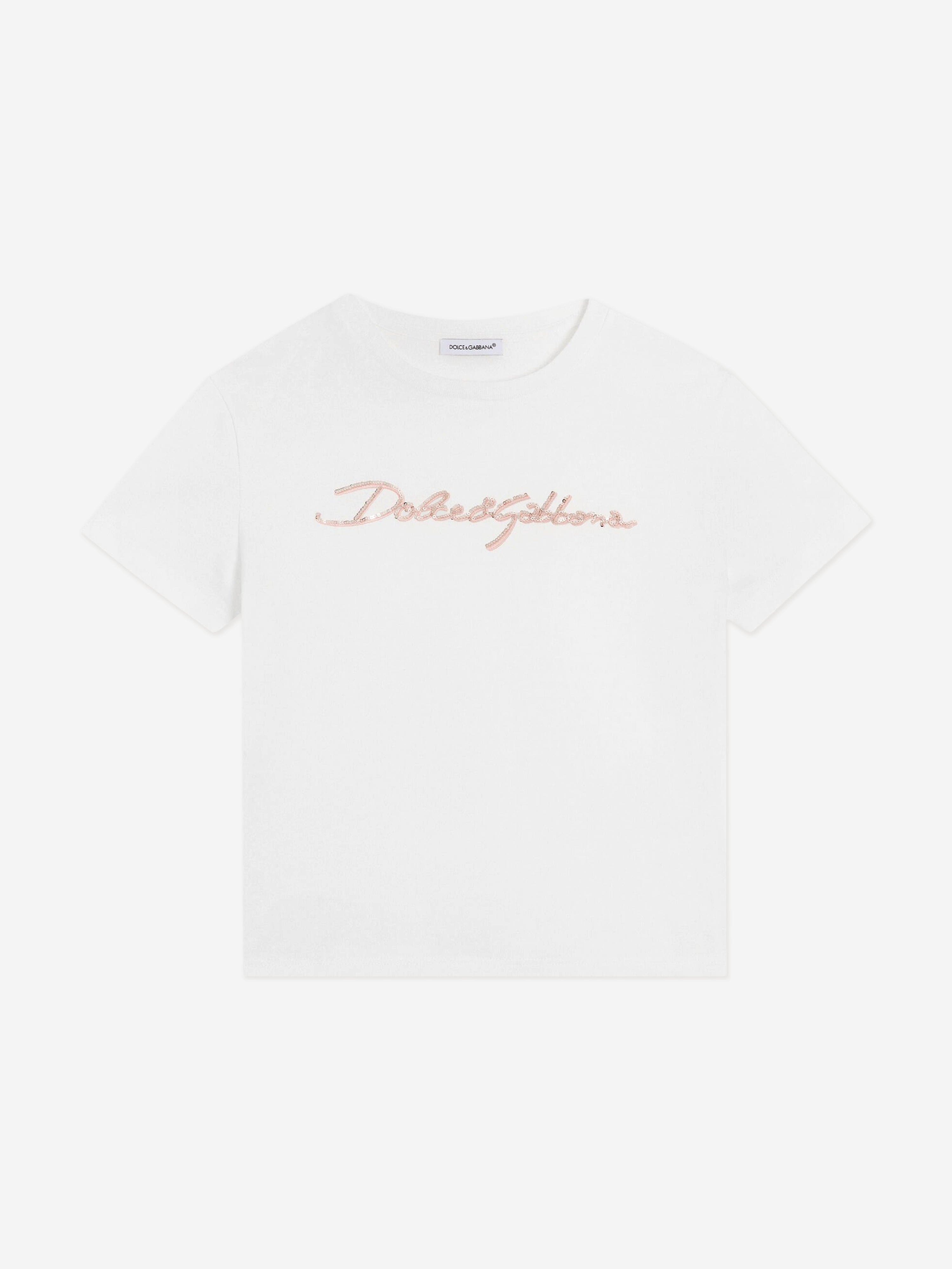 Dolce & Gabbana Girls Logo T-Shirt in White