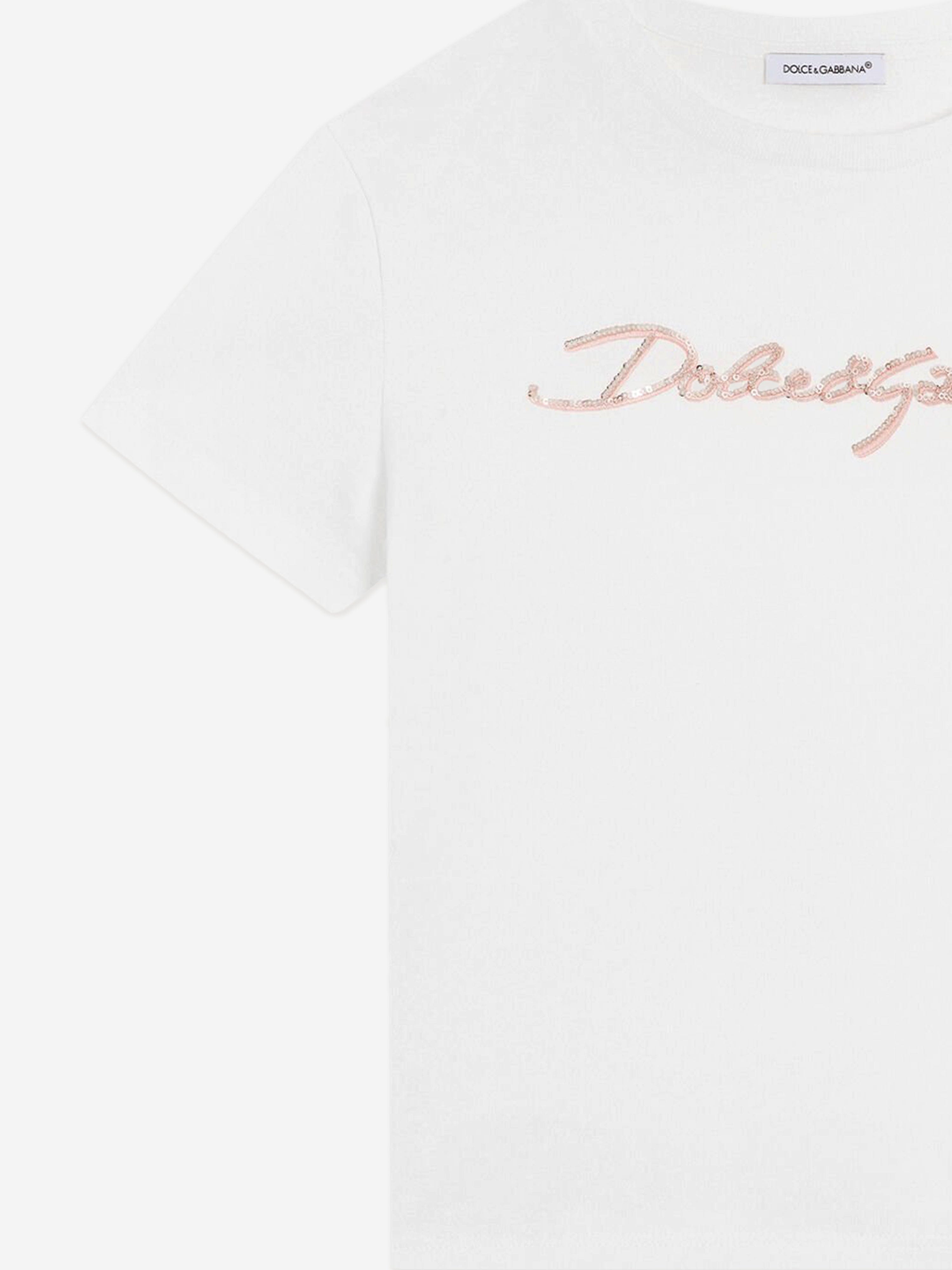 Dolce & Gabbana Girls Logo T-Shirt in White
