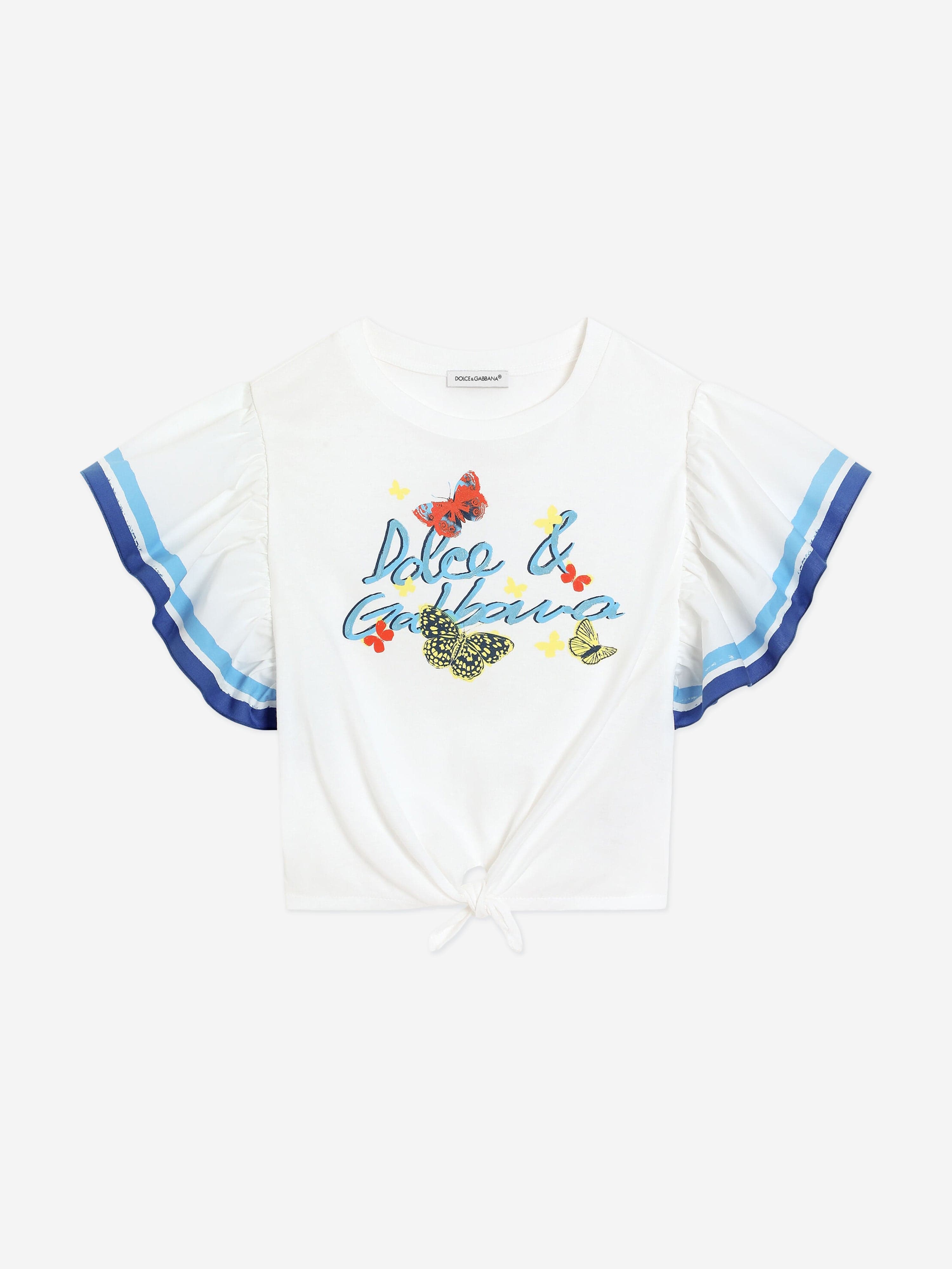 Dolce & Gabbana Girls Butterfly Logo Top in White