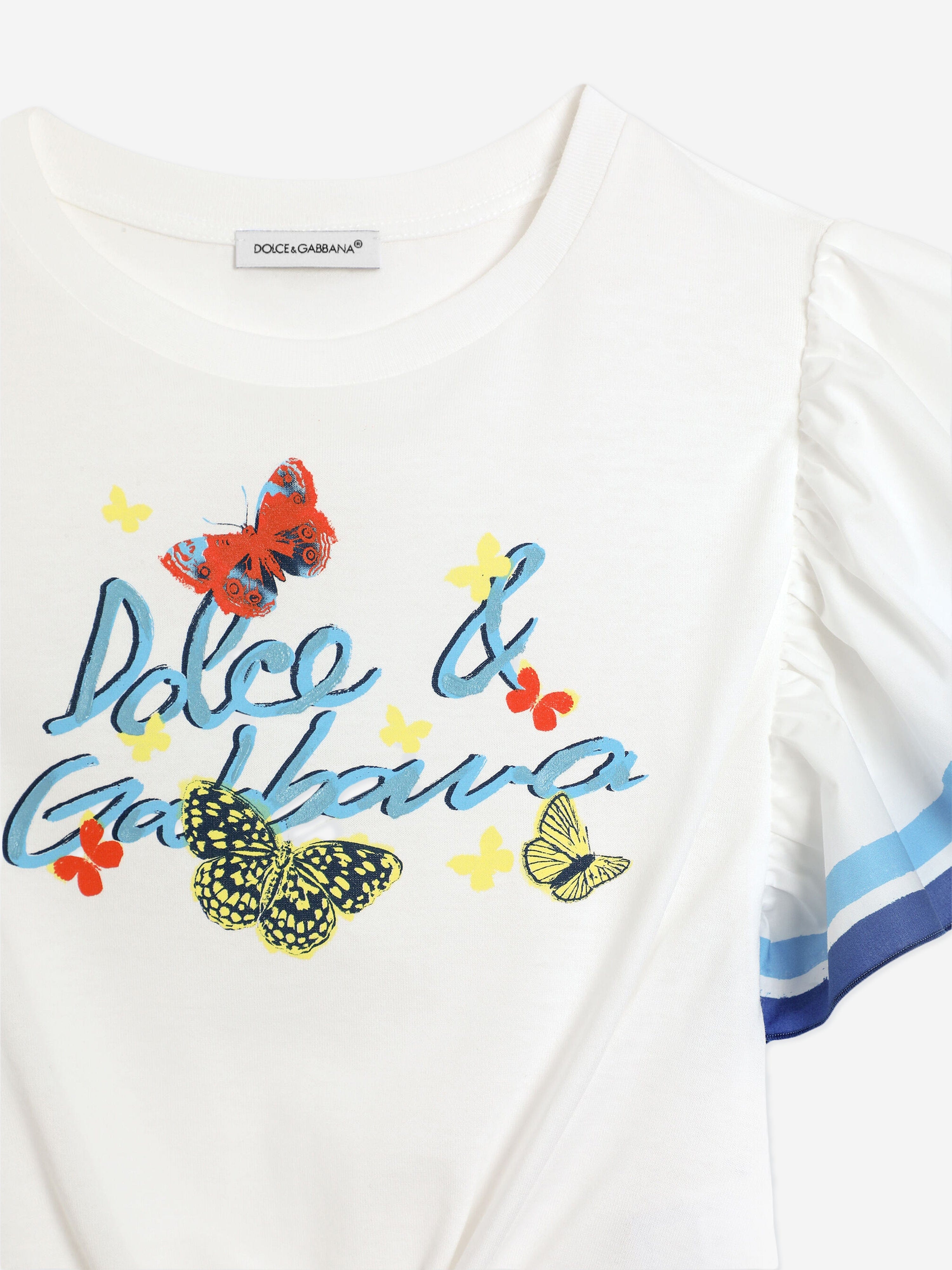 Dolce & Gabbana Girls Butterfly Logo Top in White