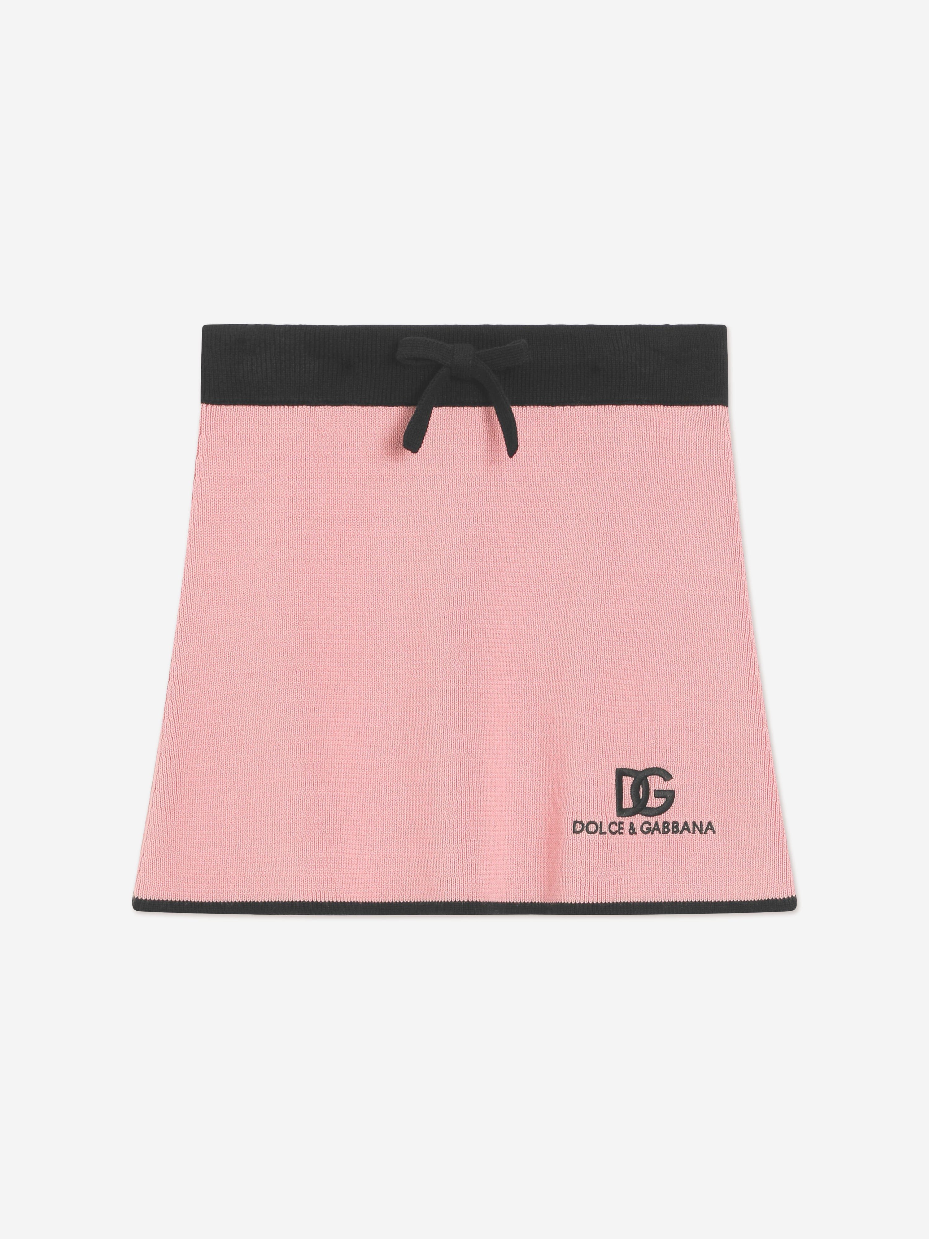 Dolce & Gabbana Girls Cashmere Logo Skirt in Pink