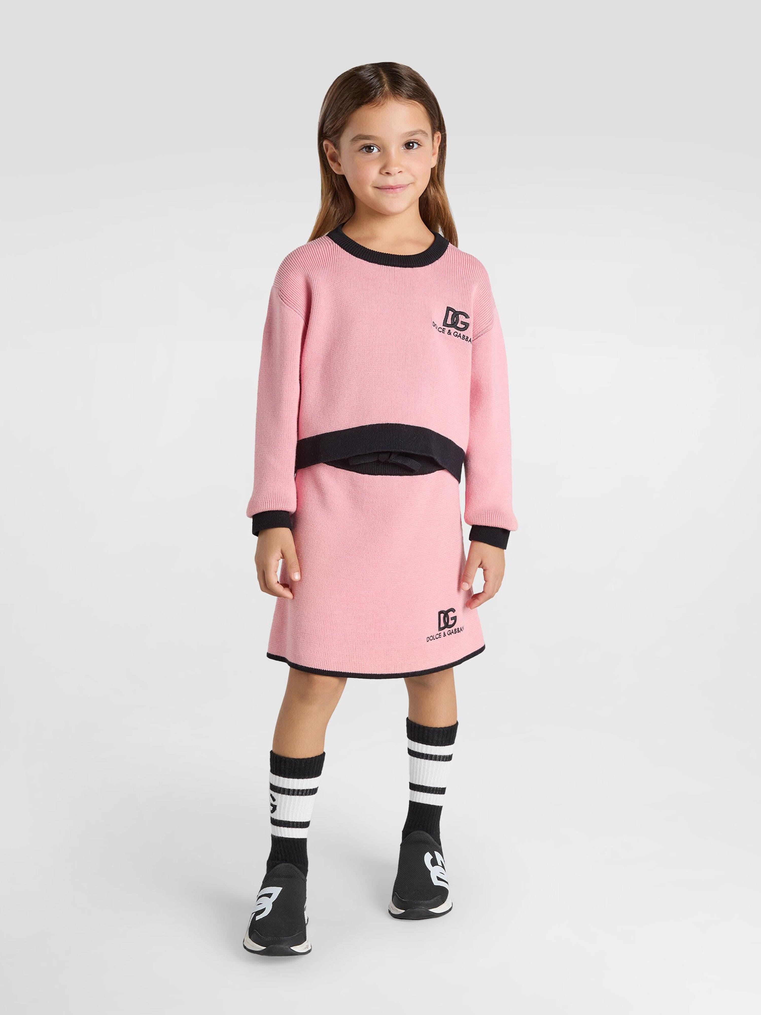 Dolce & Gabbana Girls Cashmere Logo Skirt in Pink