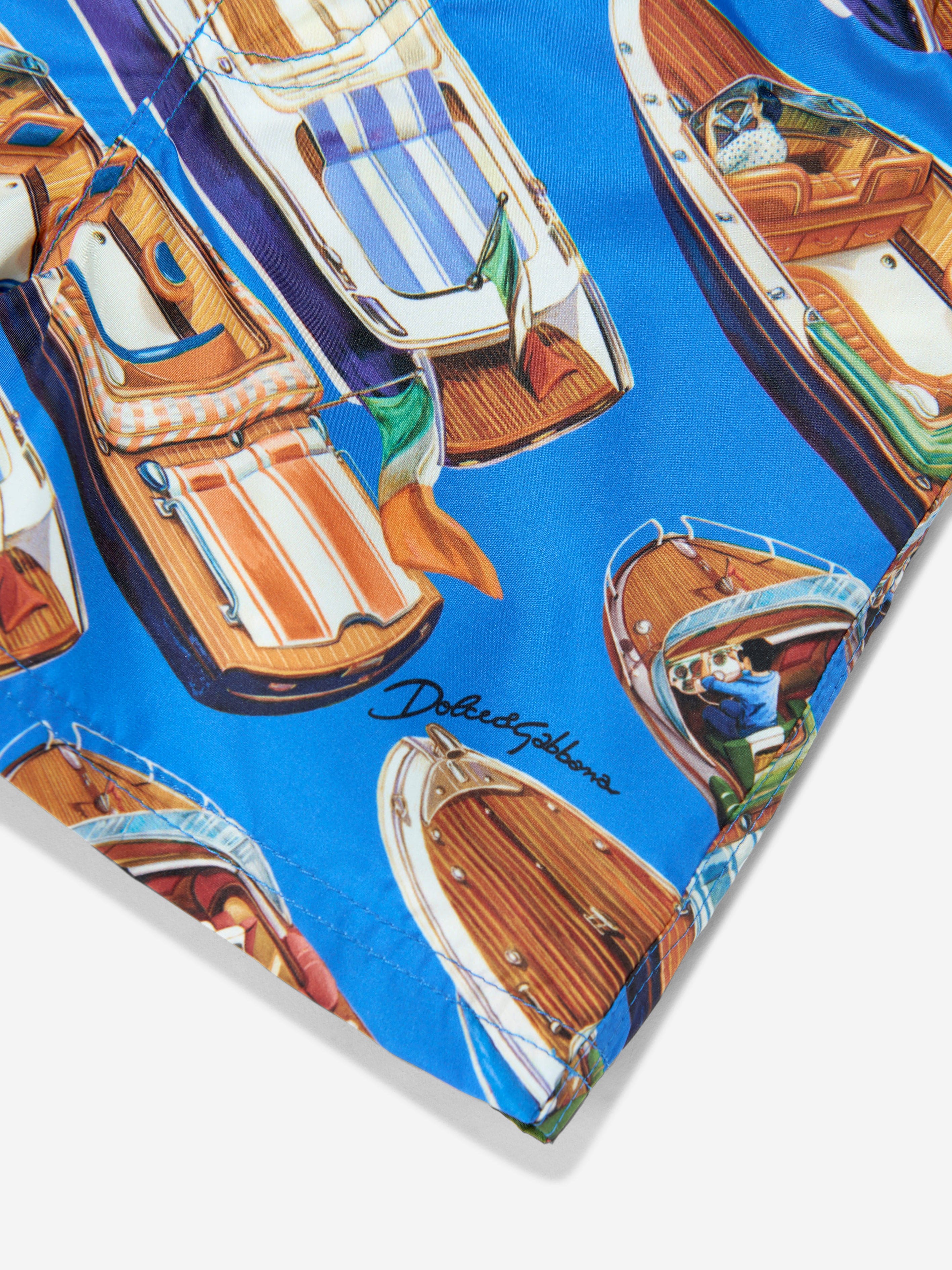 Dolce & Gabbana Baby Boys Motorboat Swim Shorts in Blue